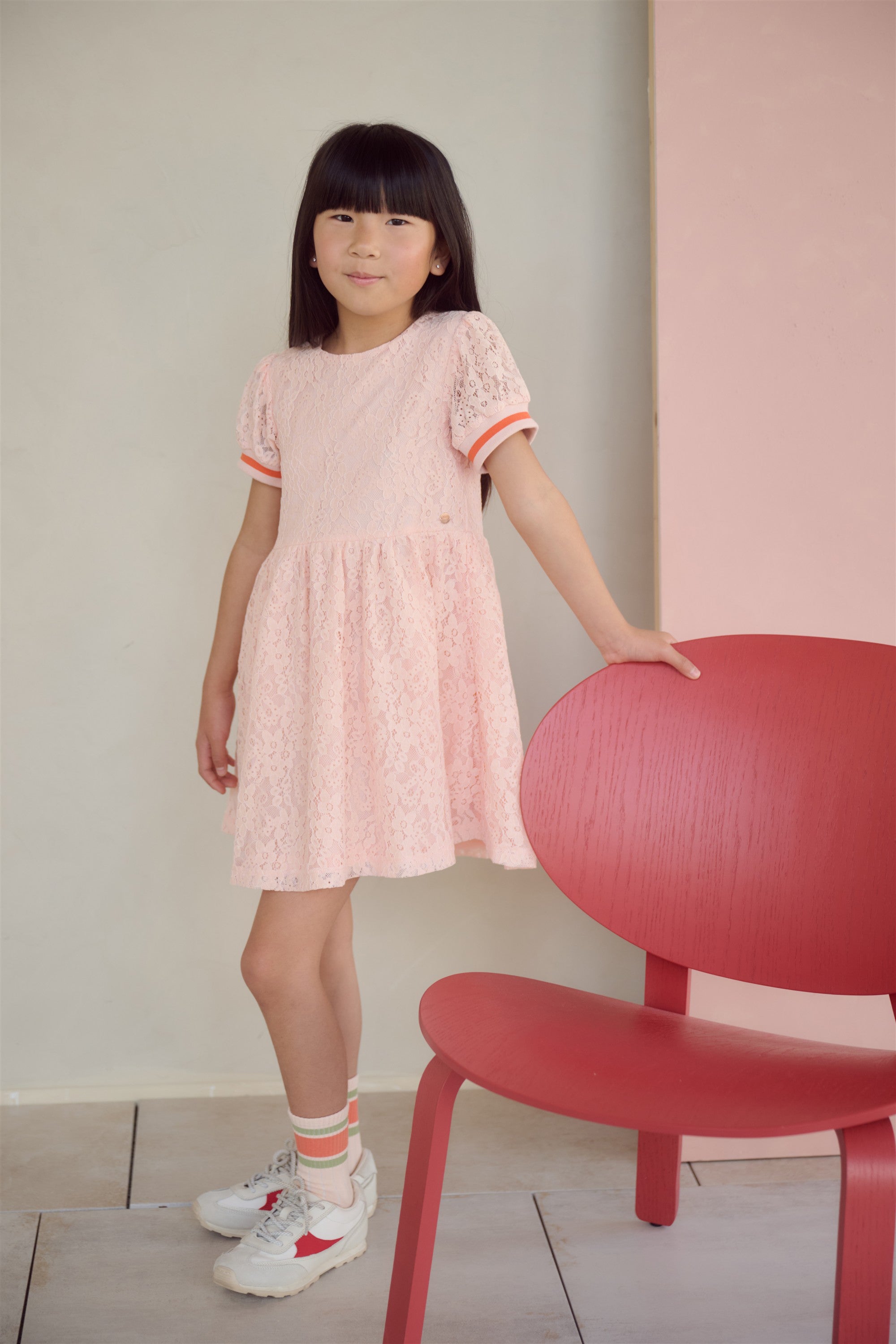 NoNo Mila Kanten Jurk Zacht Roze