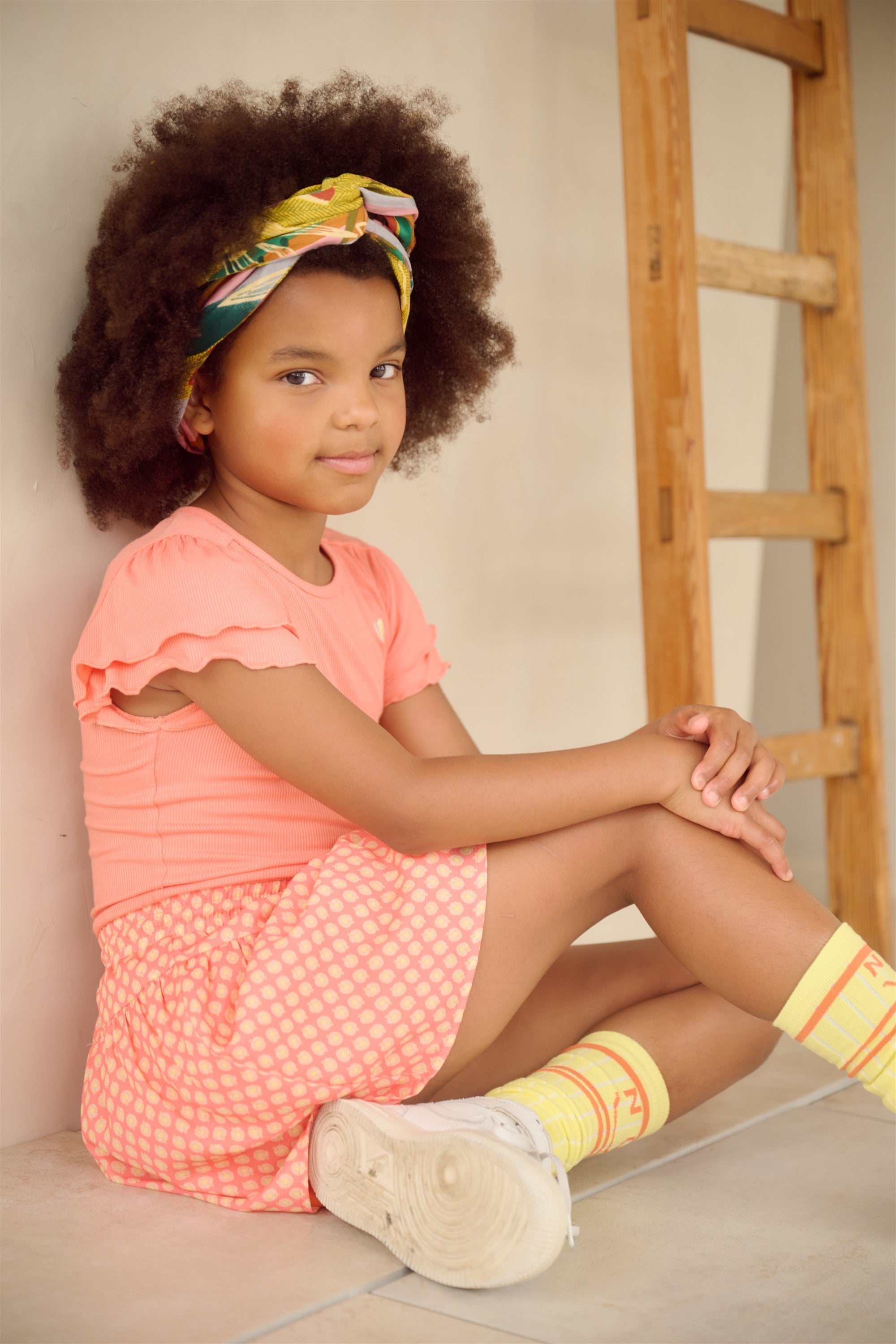 NoNo Knees Lange Smiley Sok Geel