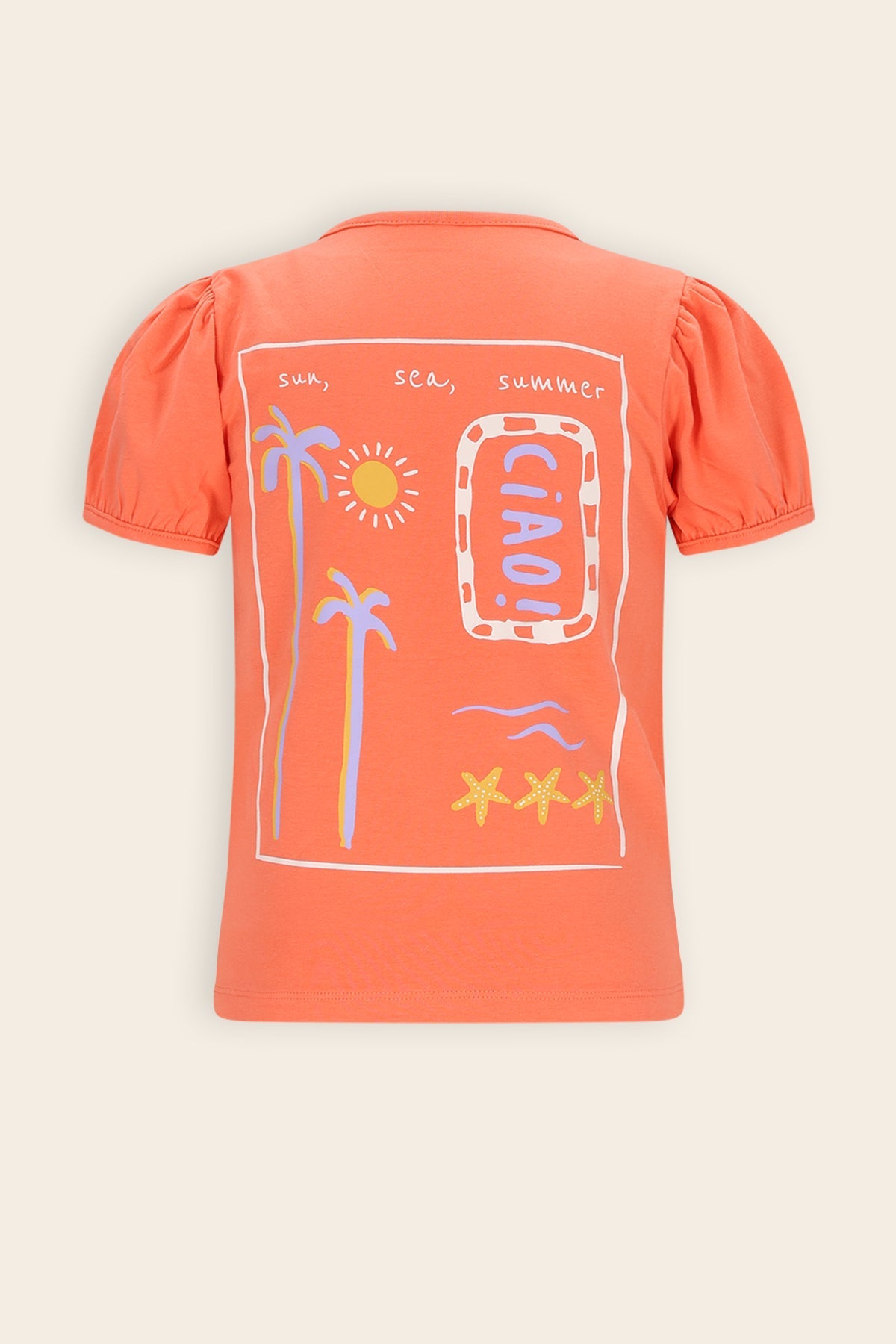 NoNo Karen Tshirt CIAO rugprint Koraal Oranje