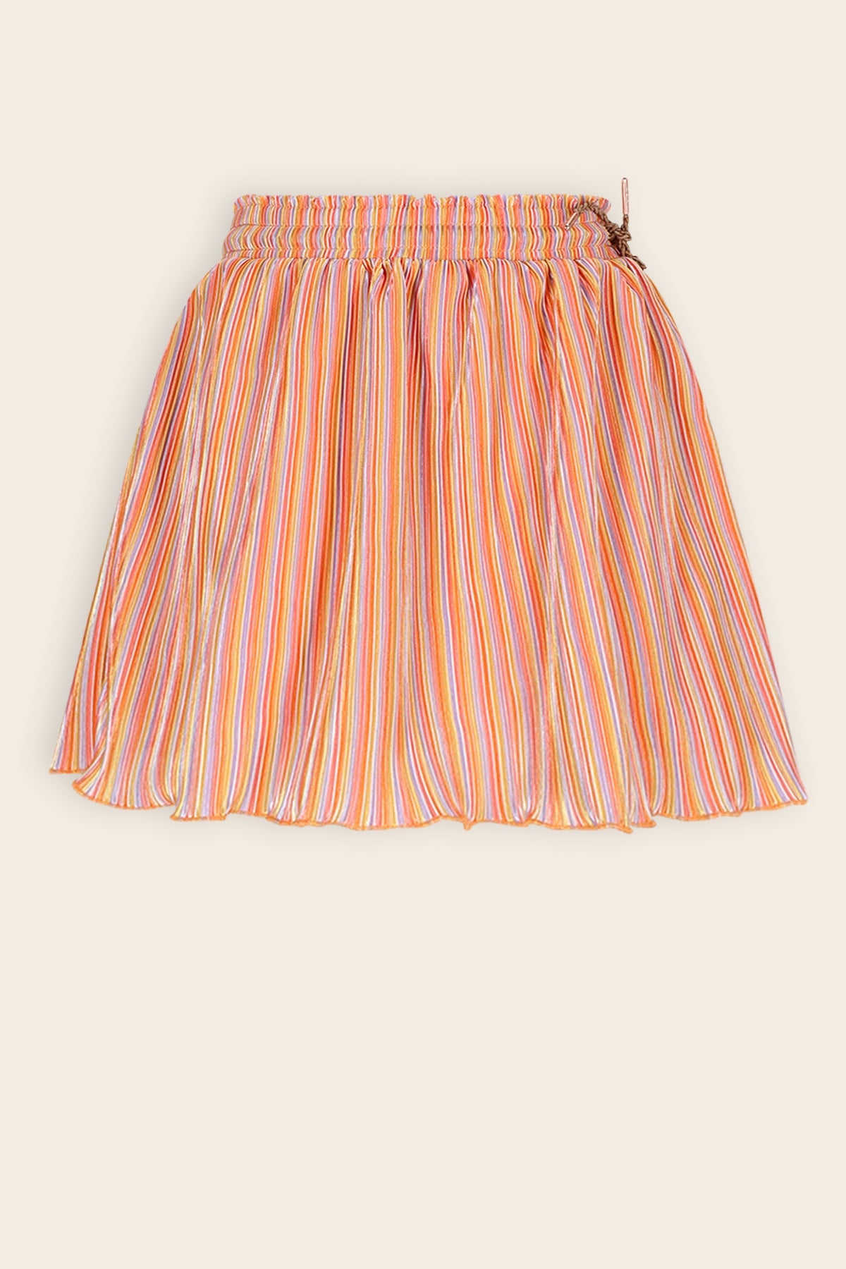 NoNo Norah Gestreepte Plissee Rok Koraal Oranje