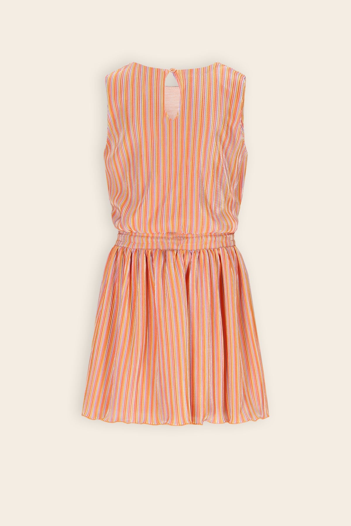 NoNo Miral Gestreepte Plisse Jurk Koraal Oranje