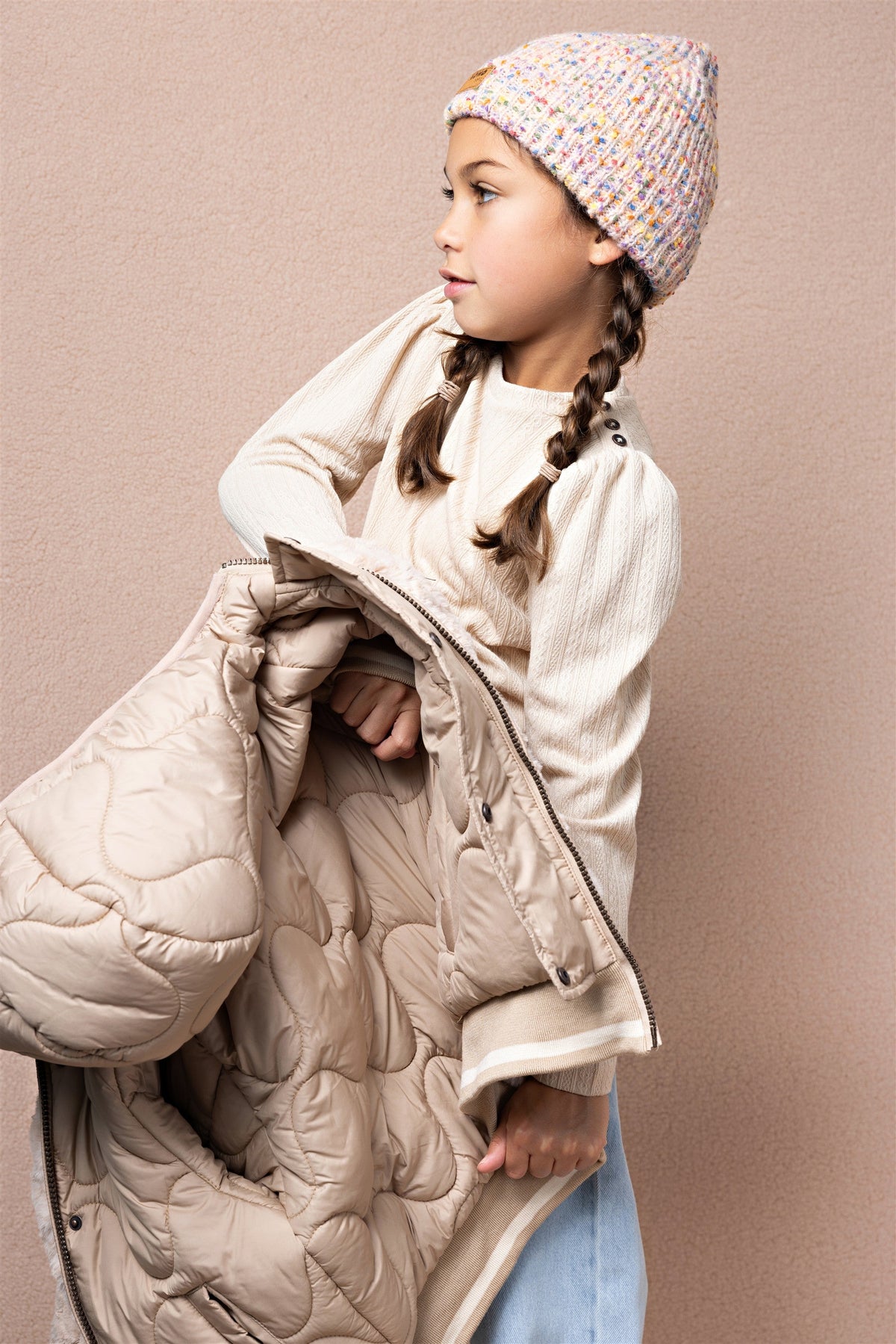 Rana Gebreide Set: Sjaal en Muts Roze