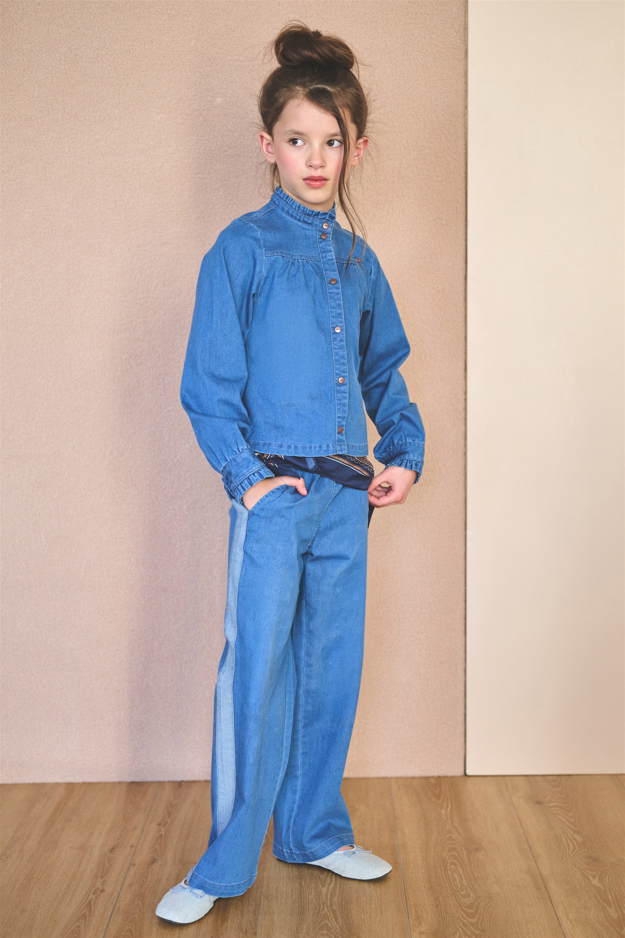 NoNo Tikky Denim Blouse Denimblauw