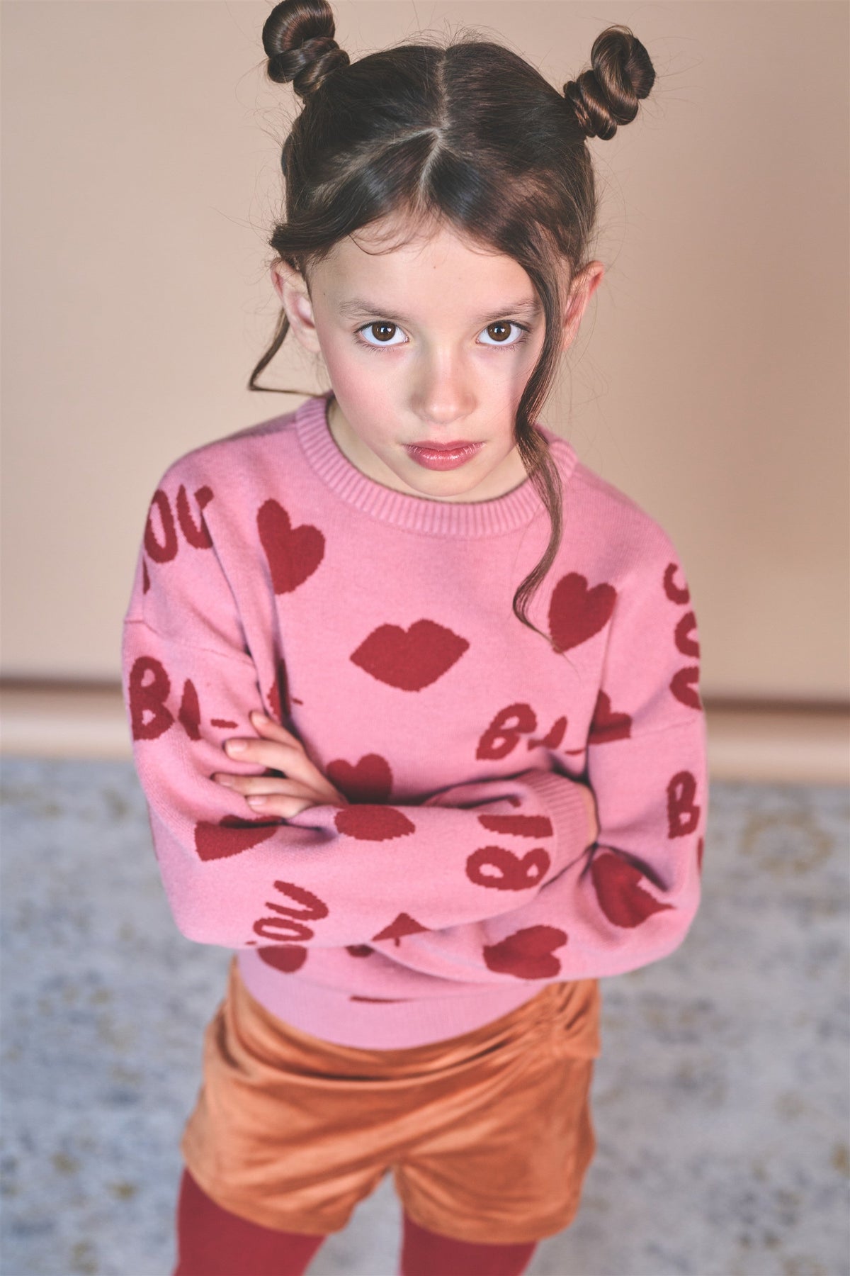 NoNo Katie Gebreide Jacquard 'Bisou' Trui Roze