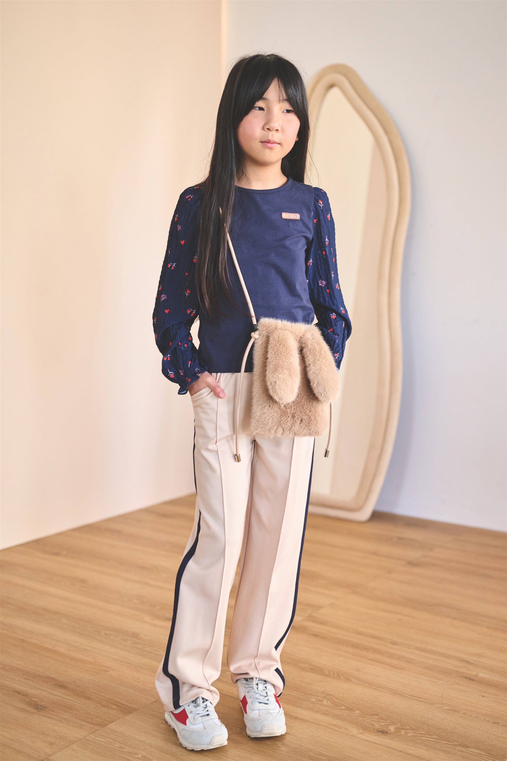 NoNo Sayla Wijde Broek Interlock Zand