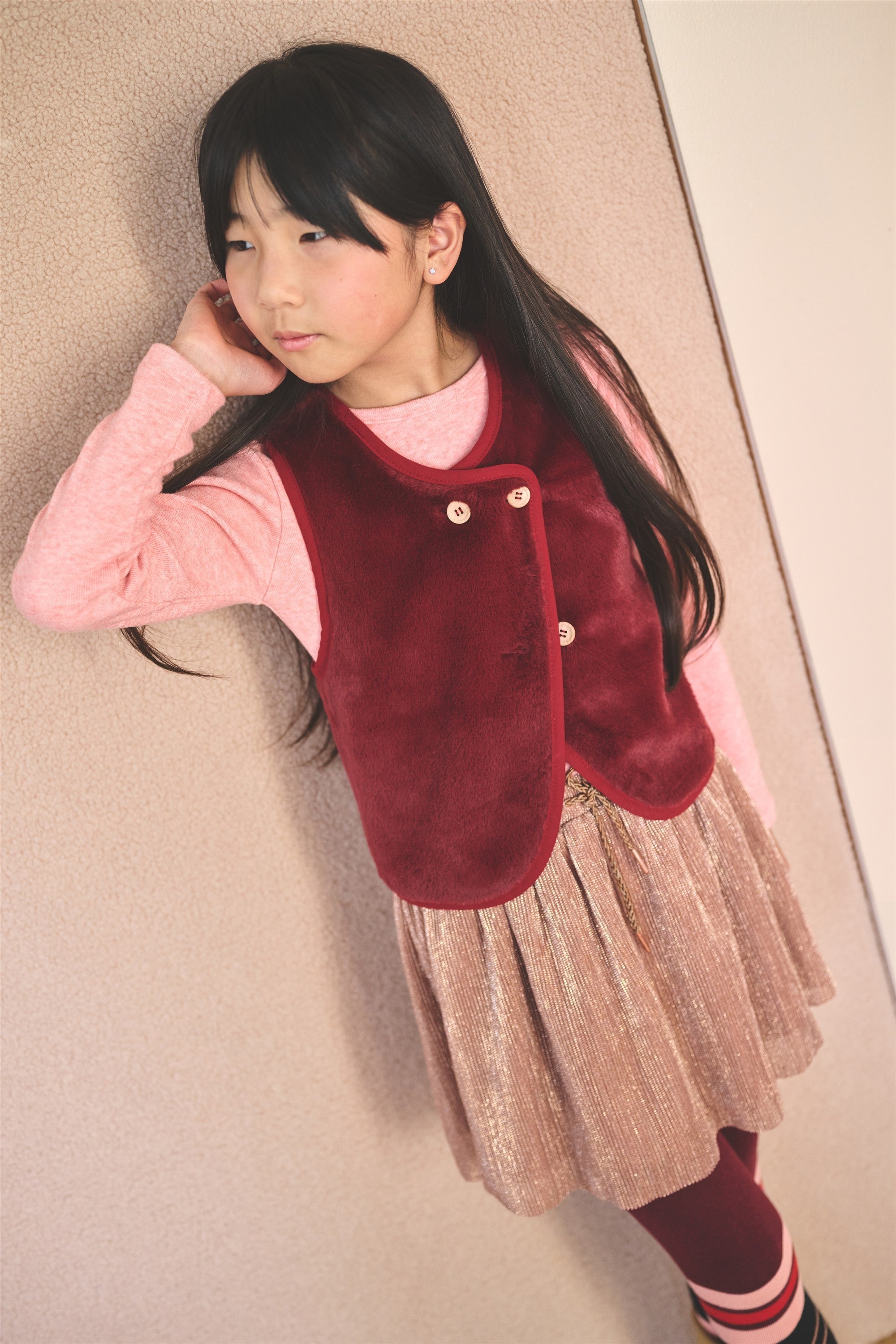 NoNo Nele Shiny Plisse Rok Zand