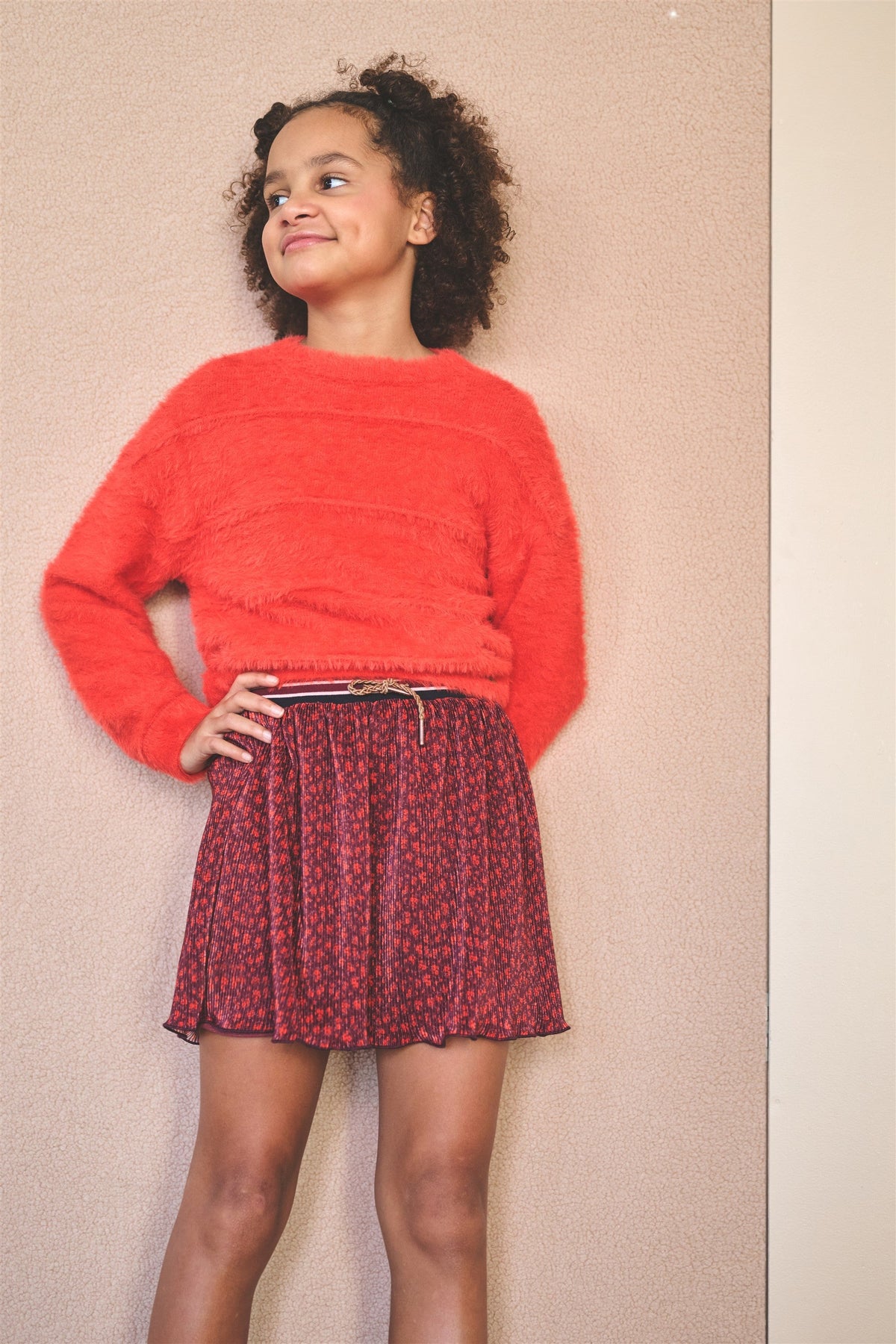 NoNo Nima Geprinte Plissee Rok Bordeaux