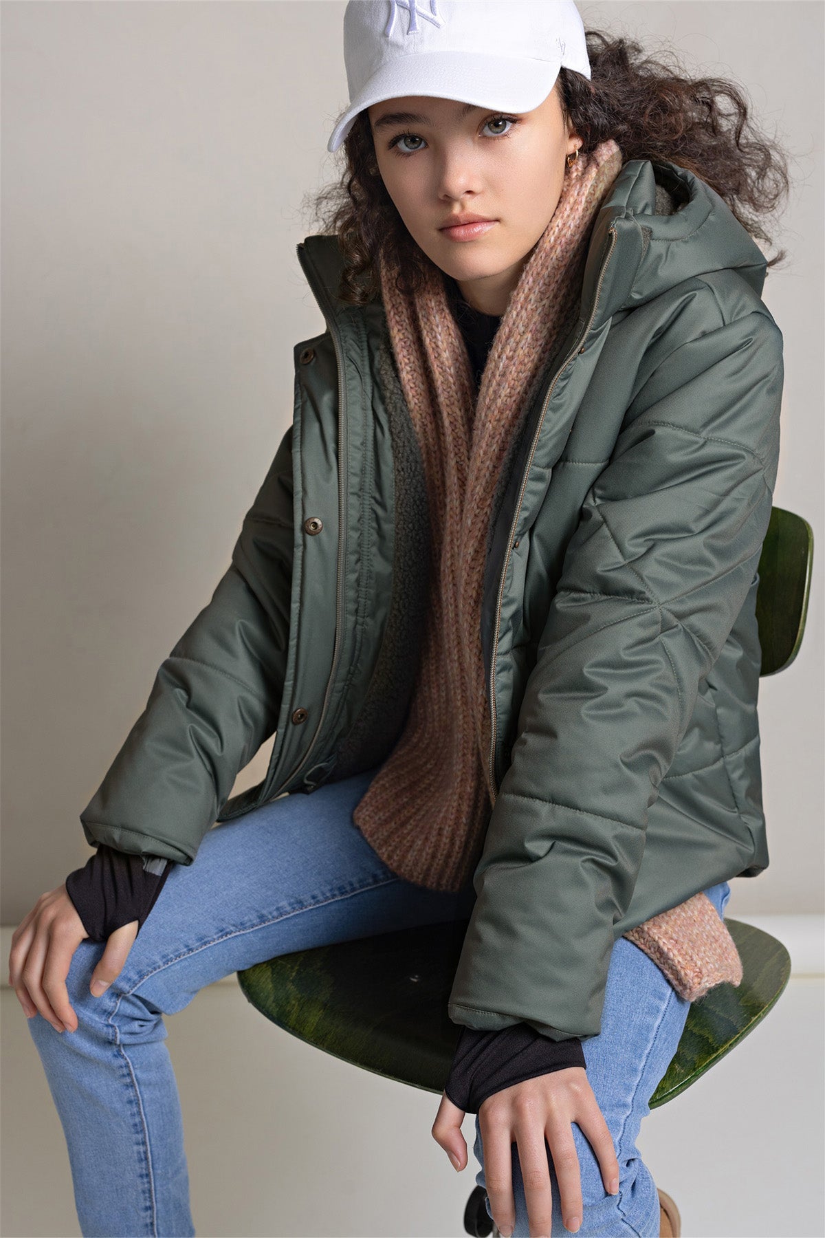 NoBell' Buffer Korte Jas met Capuchon Groen