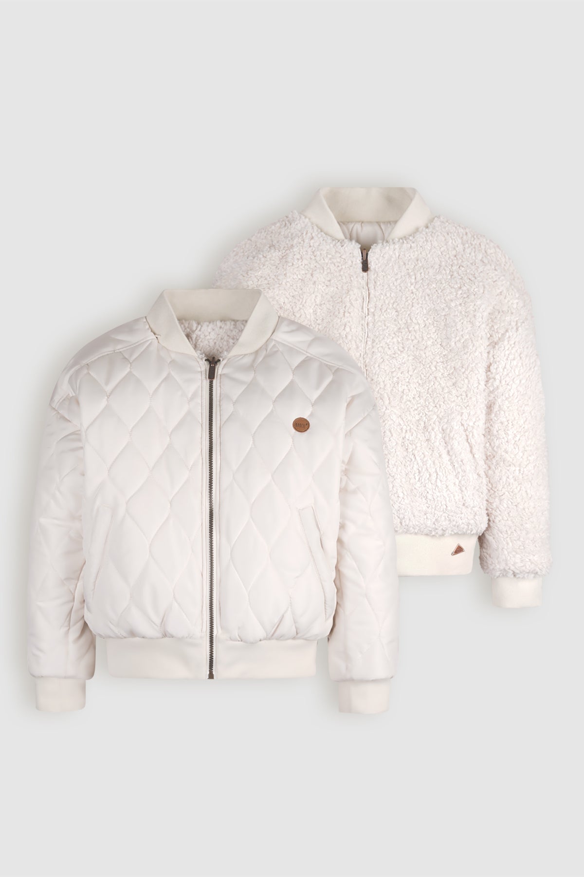 NoBell' Bombi Reversible Jas met Verborgen Capuchon Ivoor