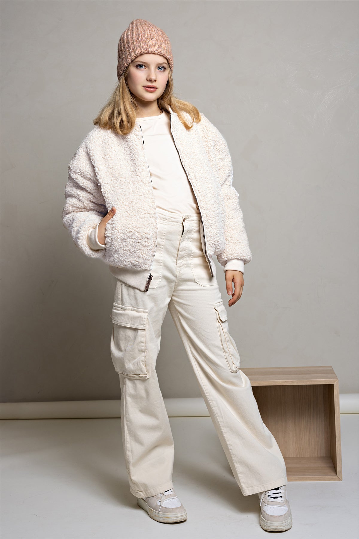 NoBell' Bombi Reversible Jas met Verborgen Capuchon Ivoor