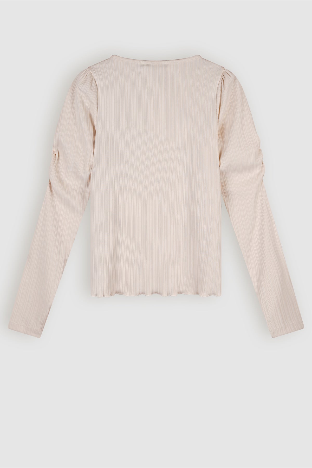 NoBell' Kiss Rib Tshirt met Fancy Mouw Detail Ivoor