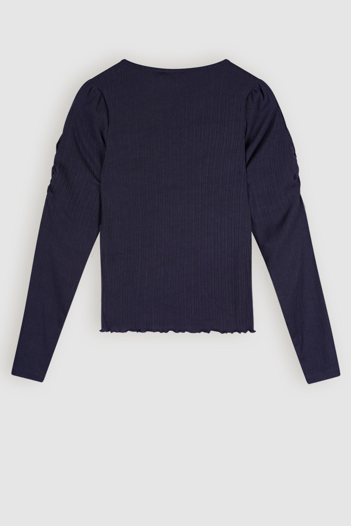 NoBell' Kiss Rib Tshirt met Fancy Mouw Detail Navy