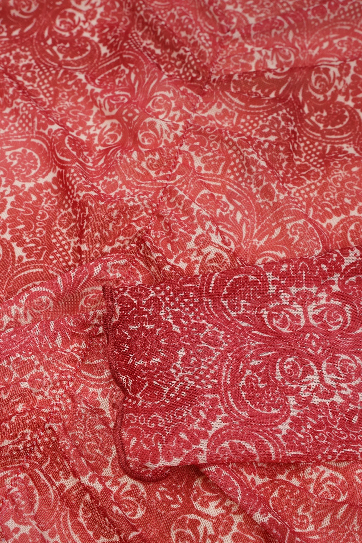 NoBell' Key Geprinte Mesh Crop Top Donkerroze