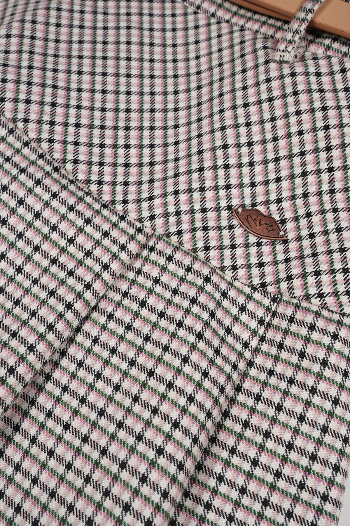 NoBell' Nimmy Geruiten Plooi Rok met Riem Ivoor