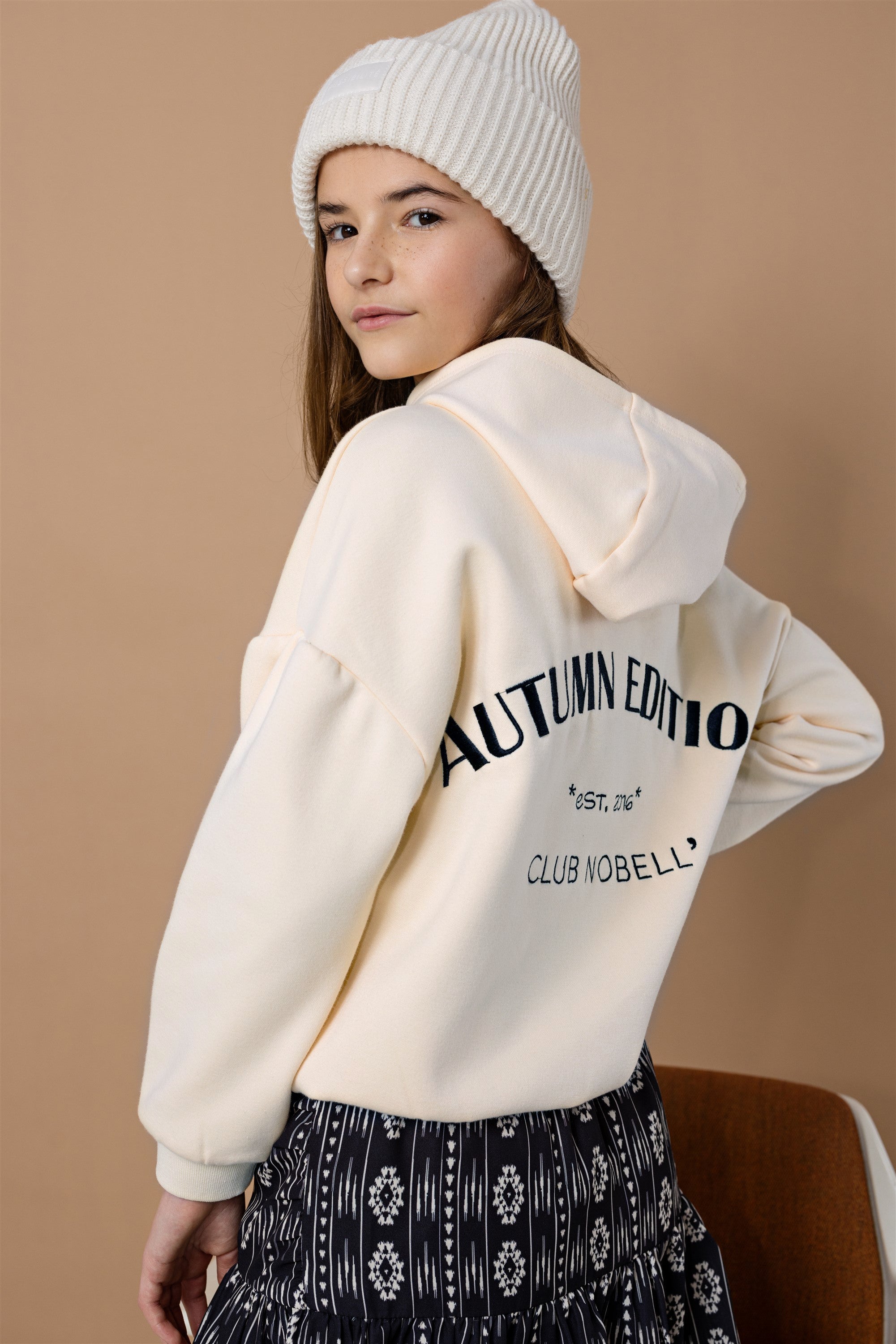 Kumy Zachte Sweater met Capuchon Ivoor