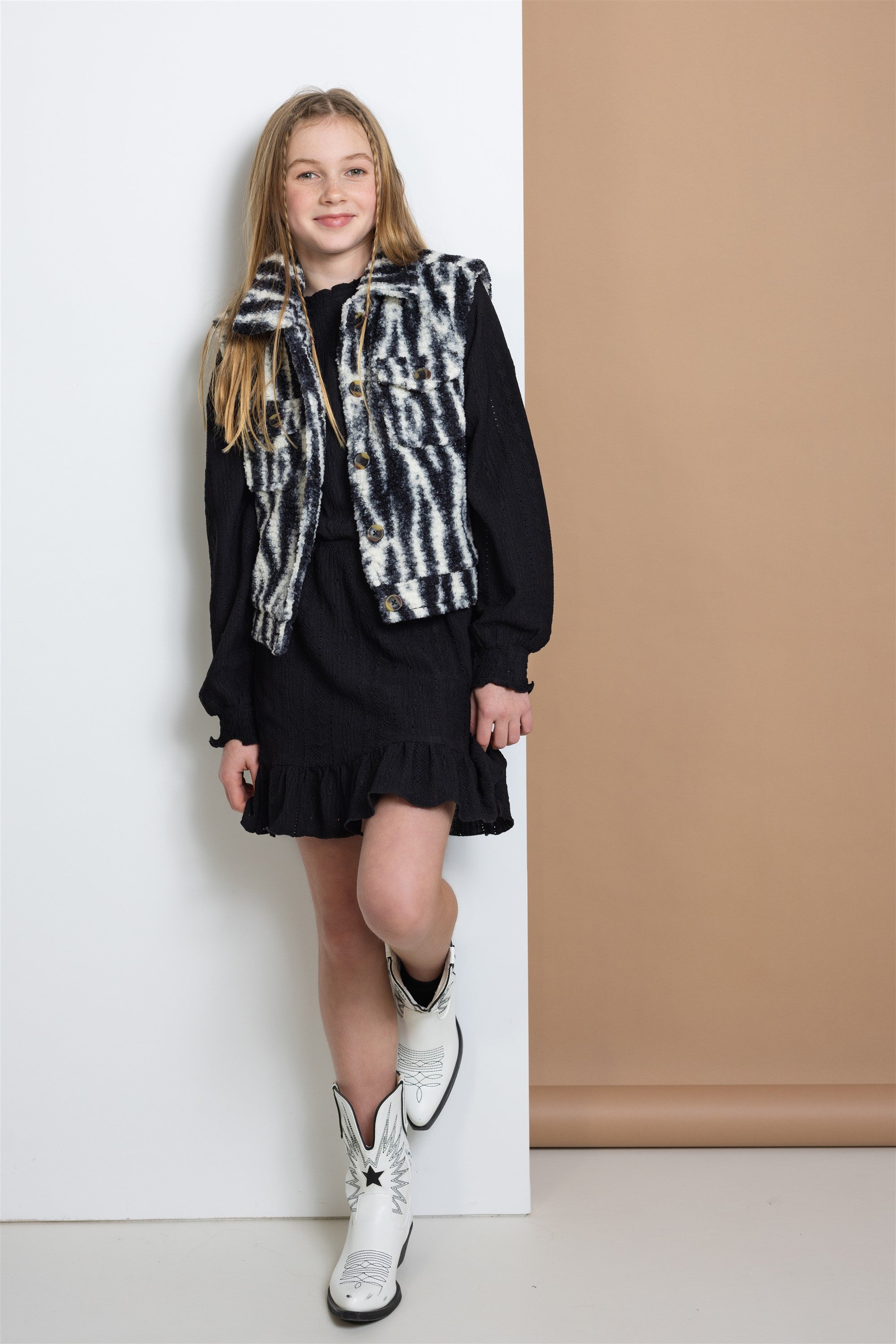 NoBell' Beddy Geprinte Teddy Gilet Zwart