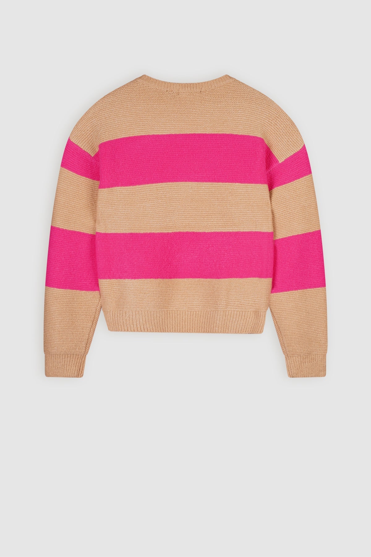 NoBell' Kessy Gebreide Gestreepte Cropped Trui Knalroze