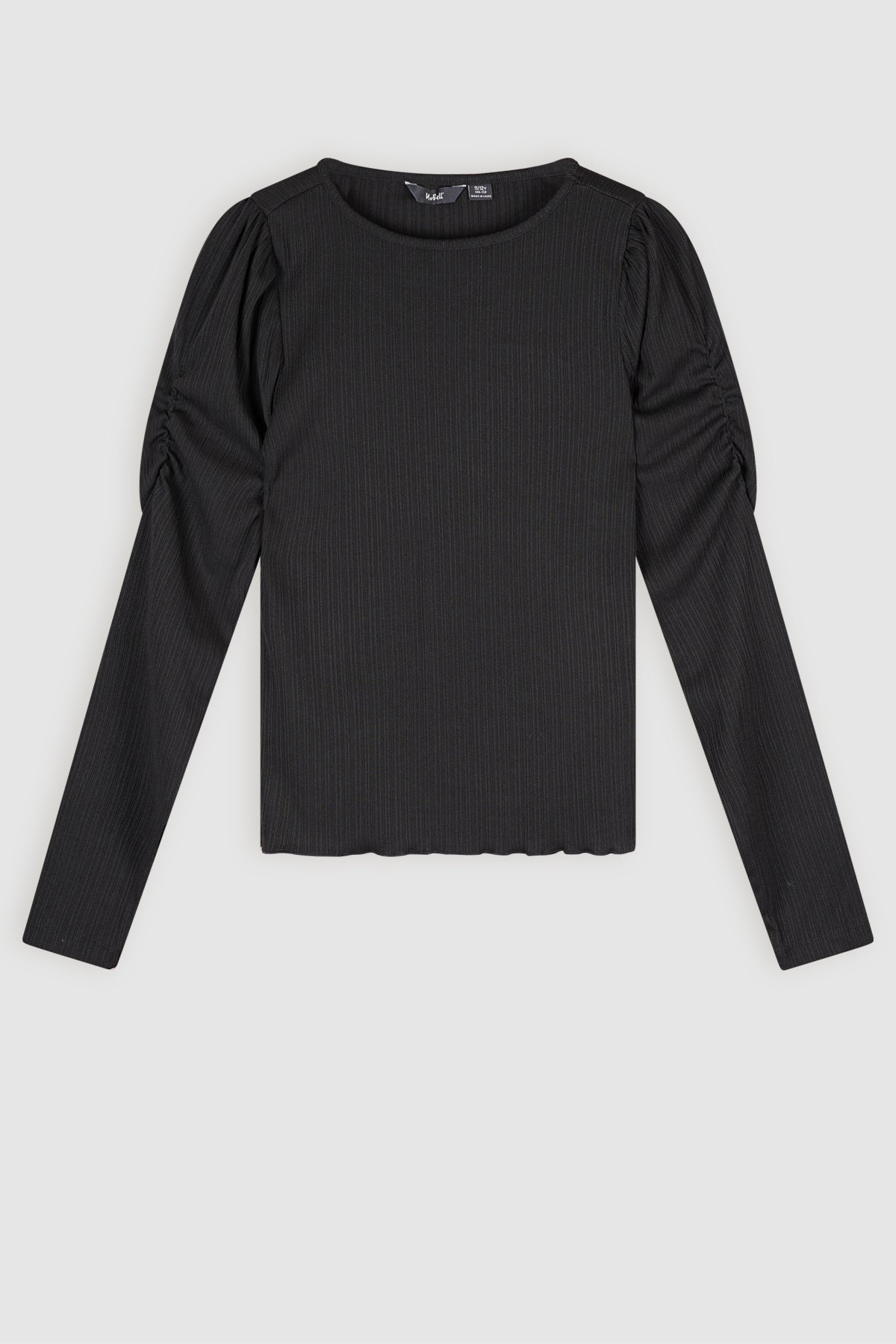 Kiss Rib Tshirt met Fancy Mouw Detail Zwart