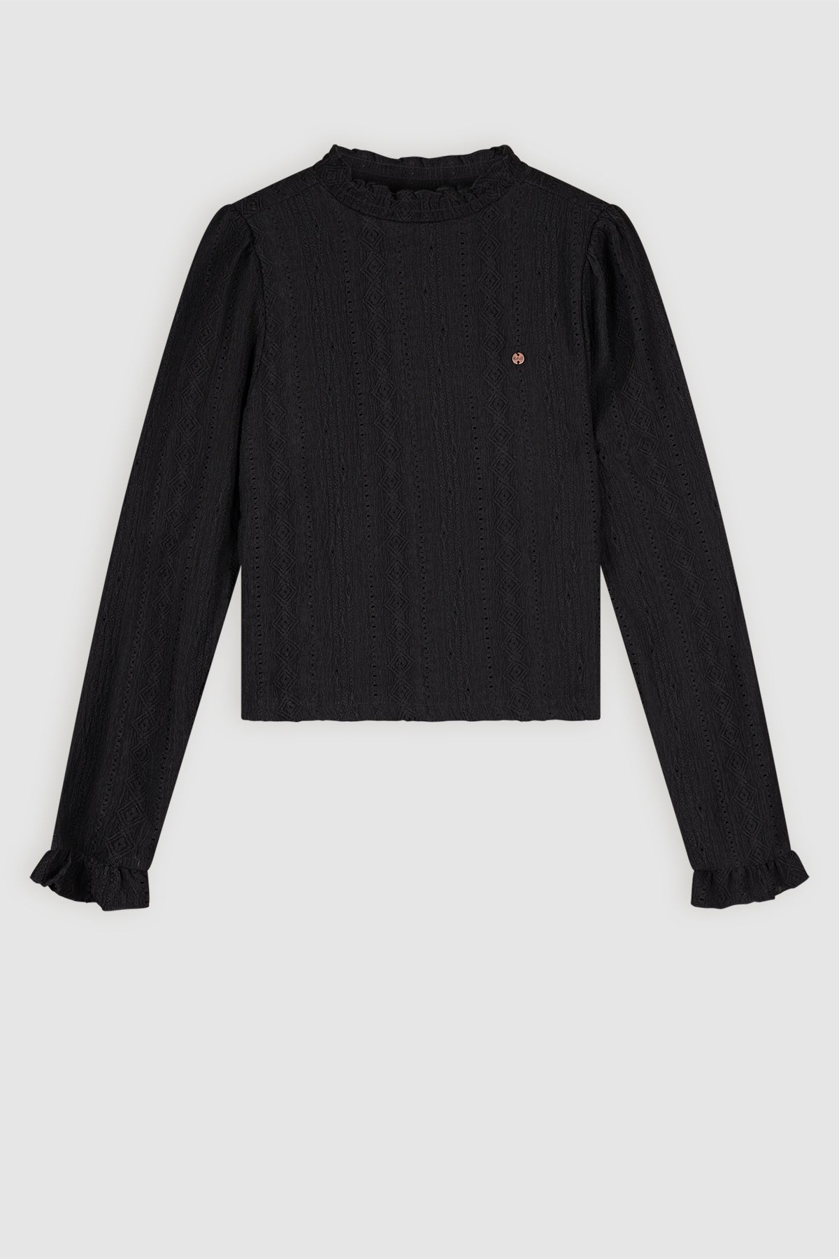 Kacey Kanten Jersey Top Zwart