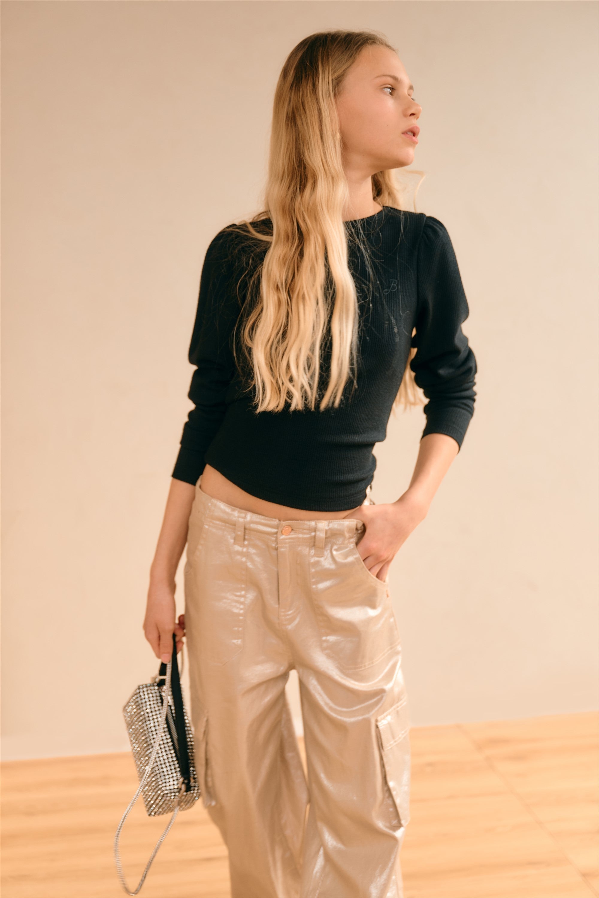 NoBell' Krew Melange Rib T-Shirt Schwarz