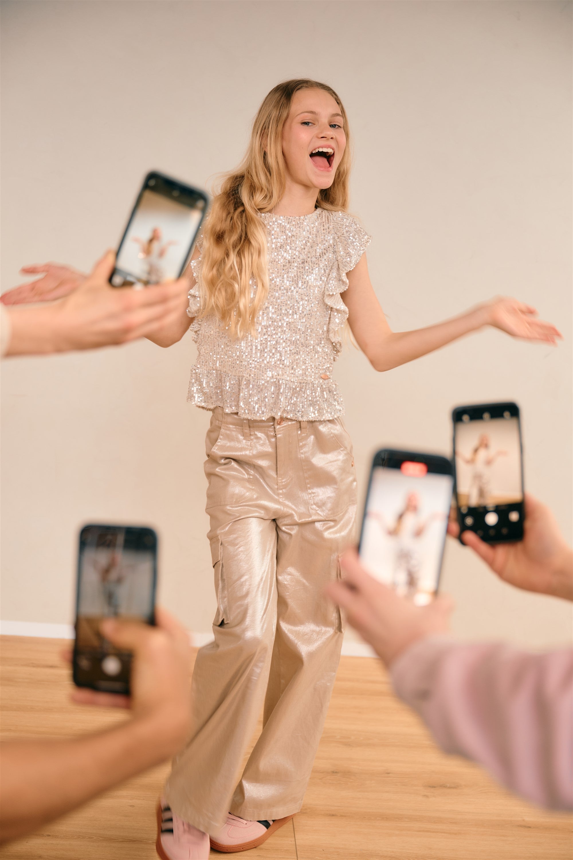 NoBell' Susy Cargo Folie Stretch Twill Broek Zand