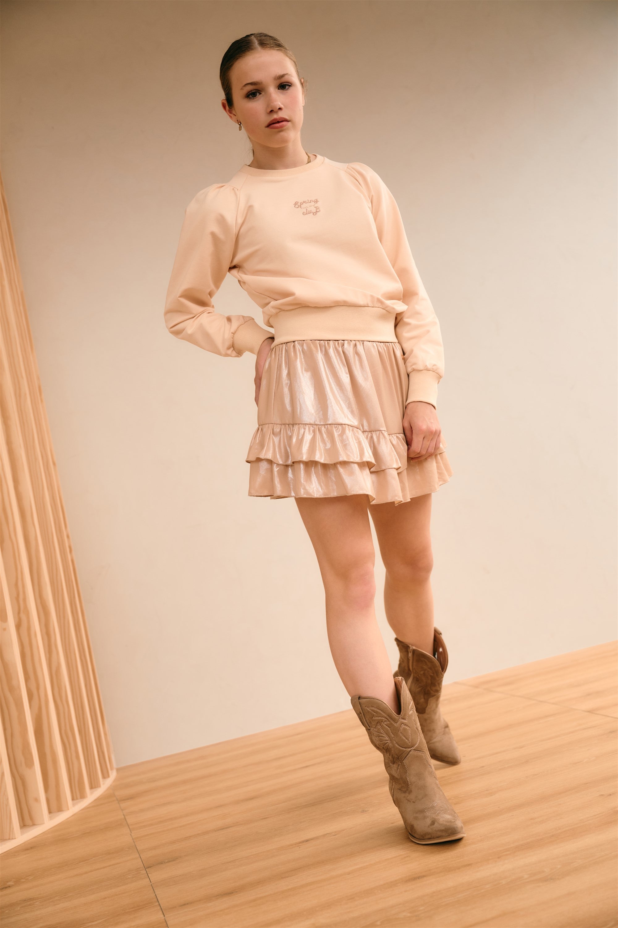 NoBell' Naia Folie Korte Rok Licht Goud