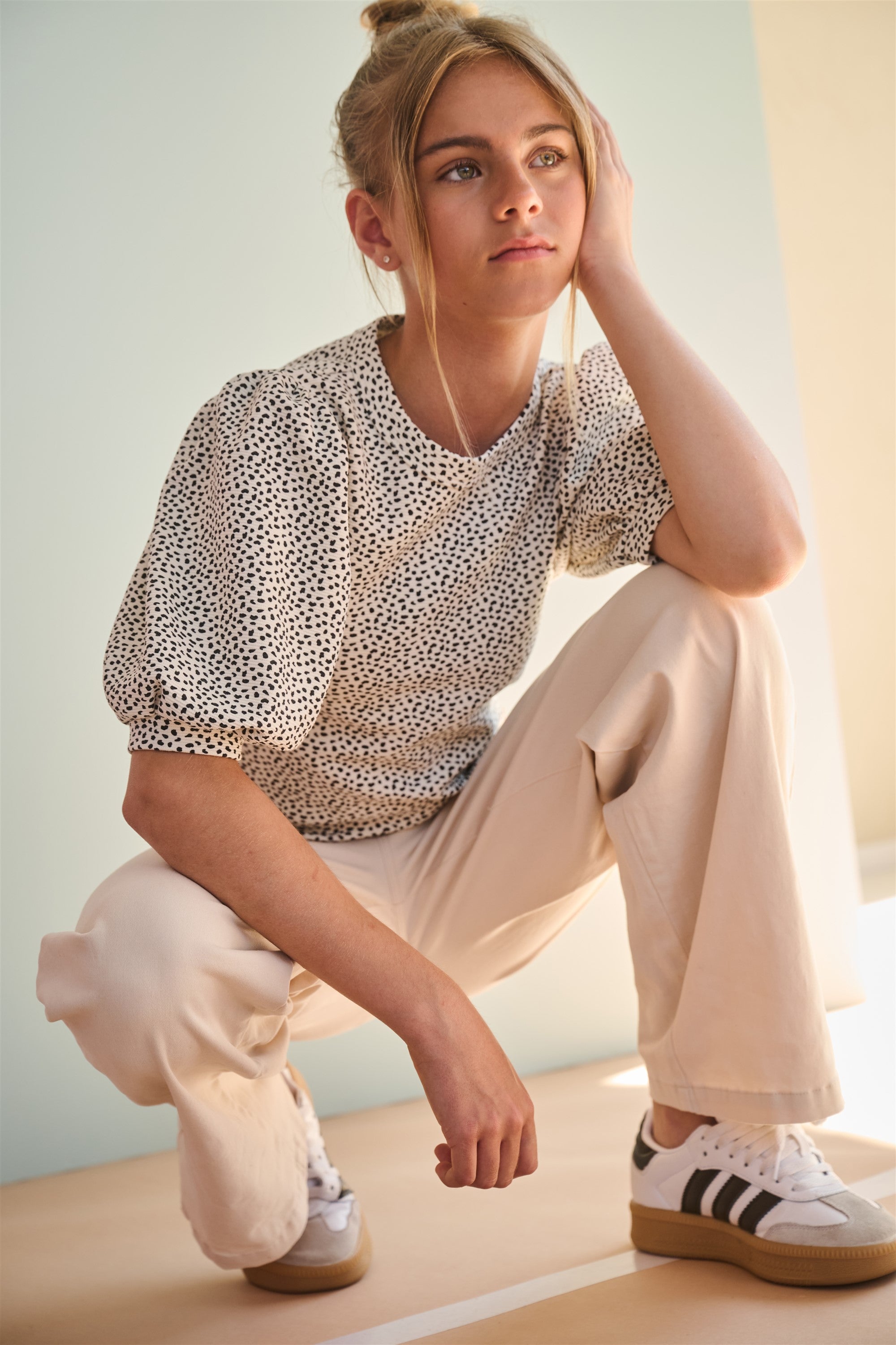 NoBell' Kylia AOP Rib Top Ivoor