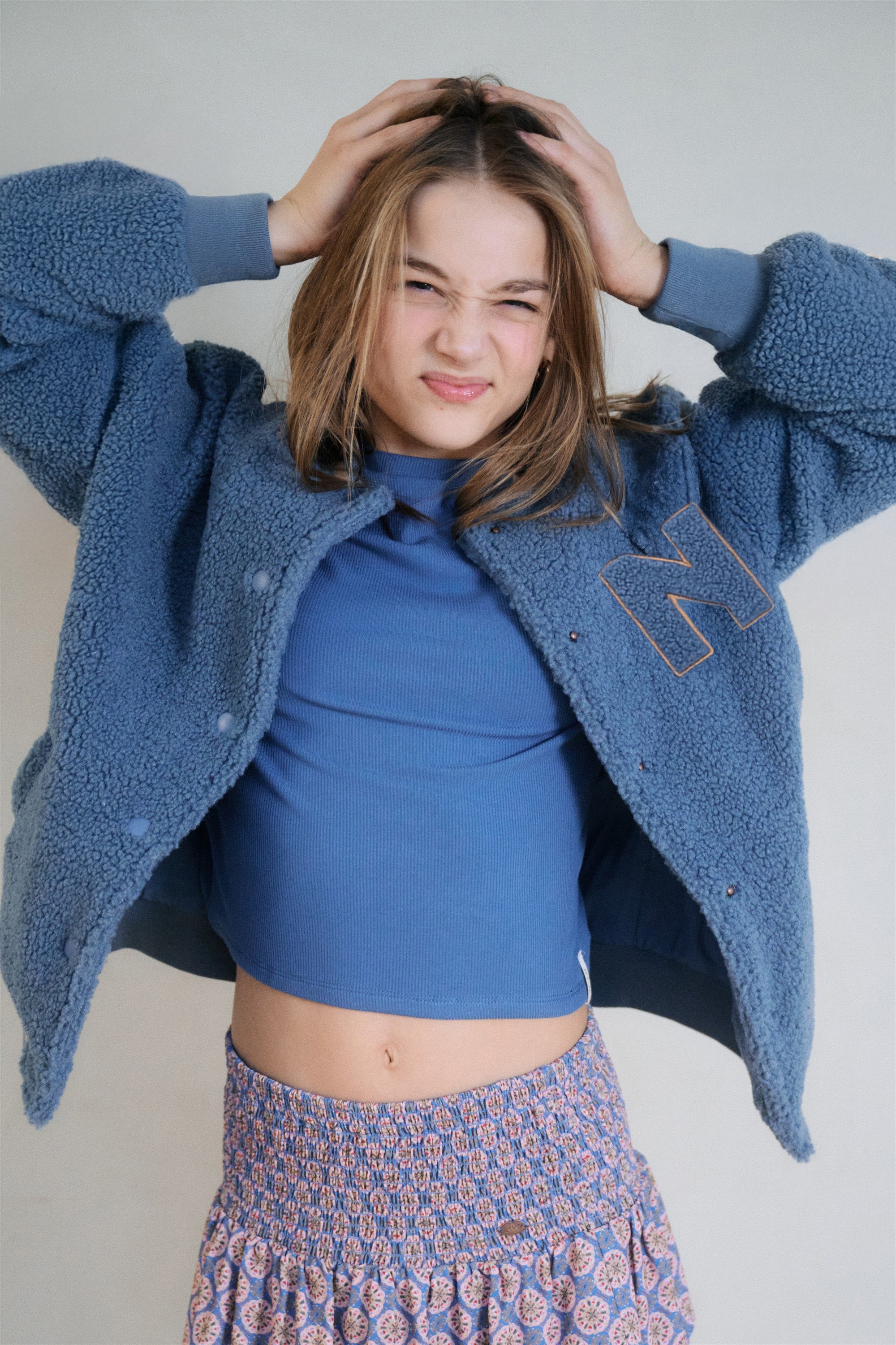 NoBell' Darsy Varsity Teddy Jas Blauw