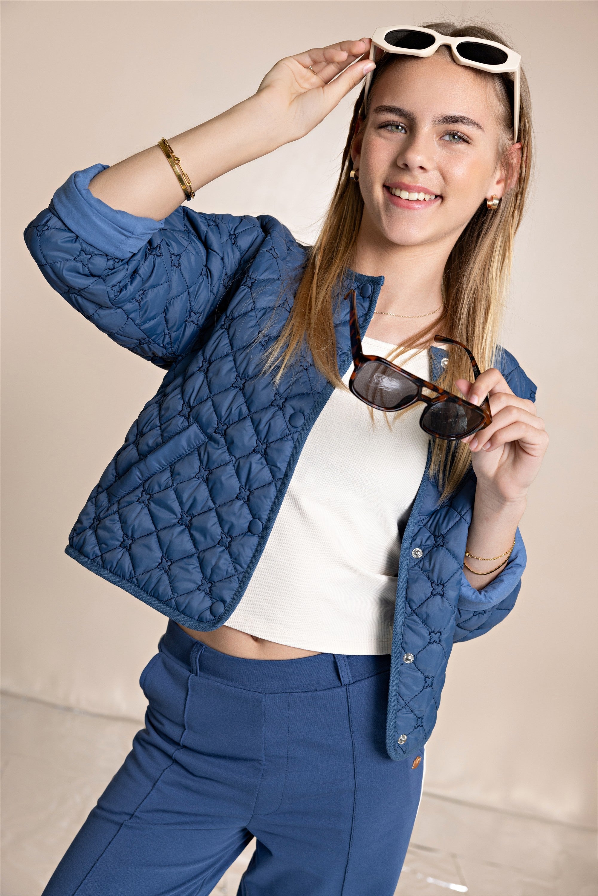 NoBell' Dimo Doorgestikte Deken Jas Blauw