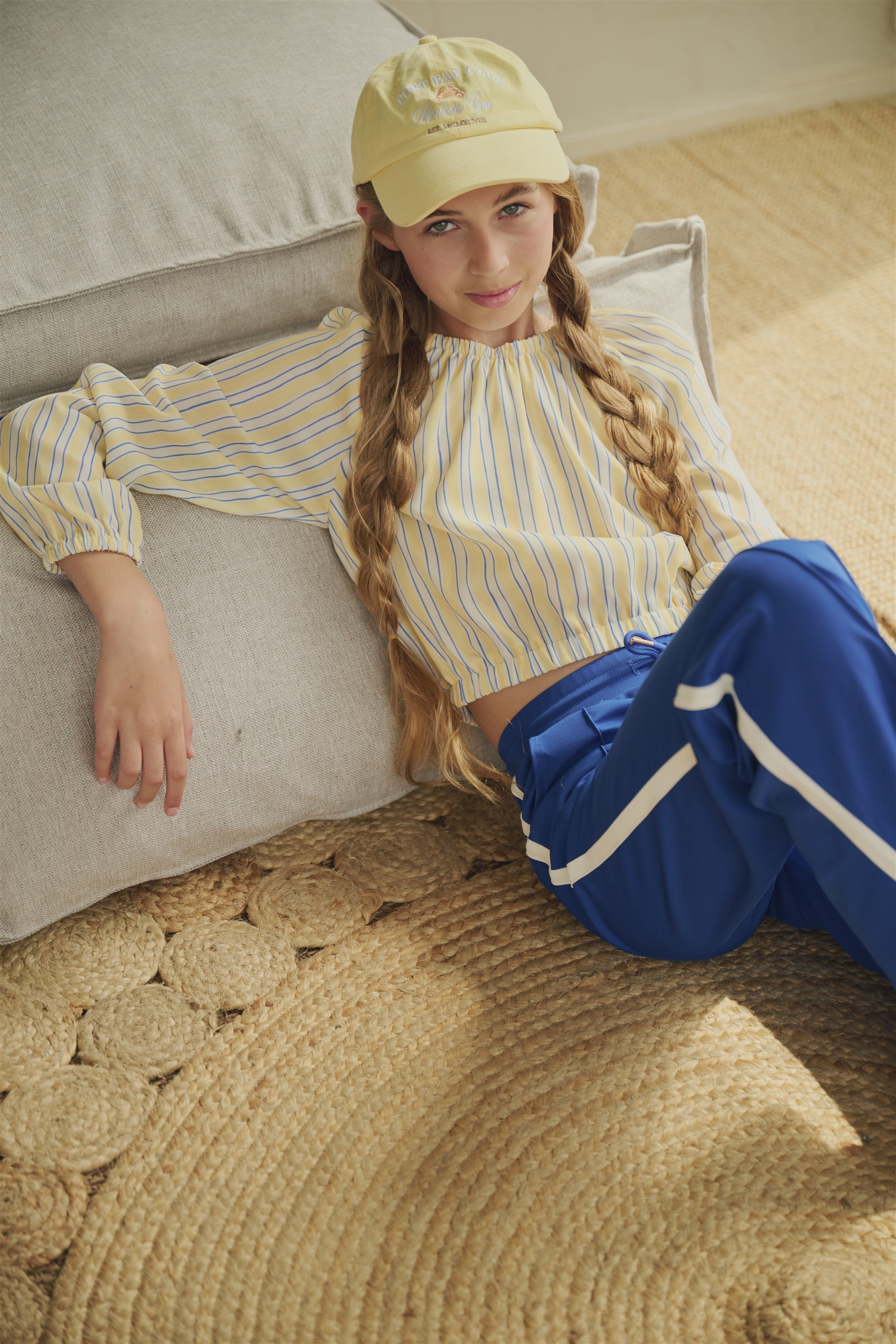 NoBell' Timra Crop Gestreepte Blouse Geel