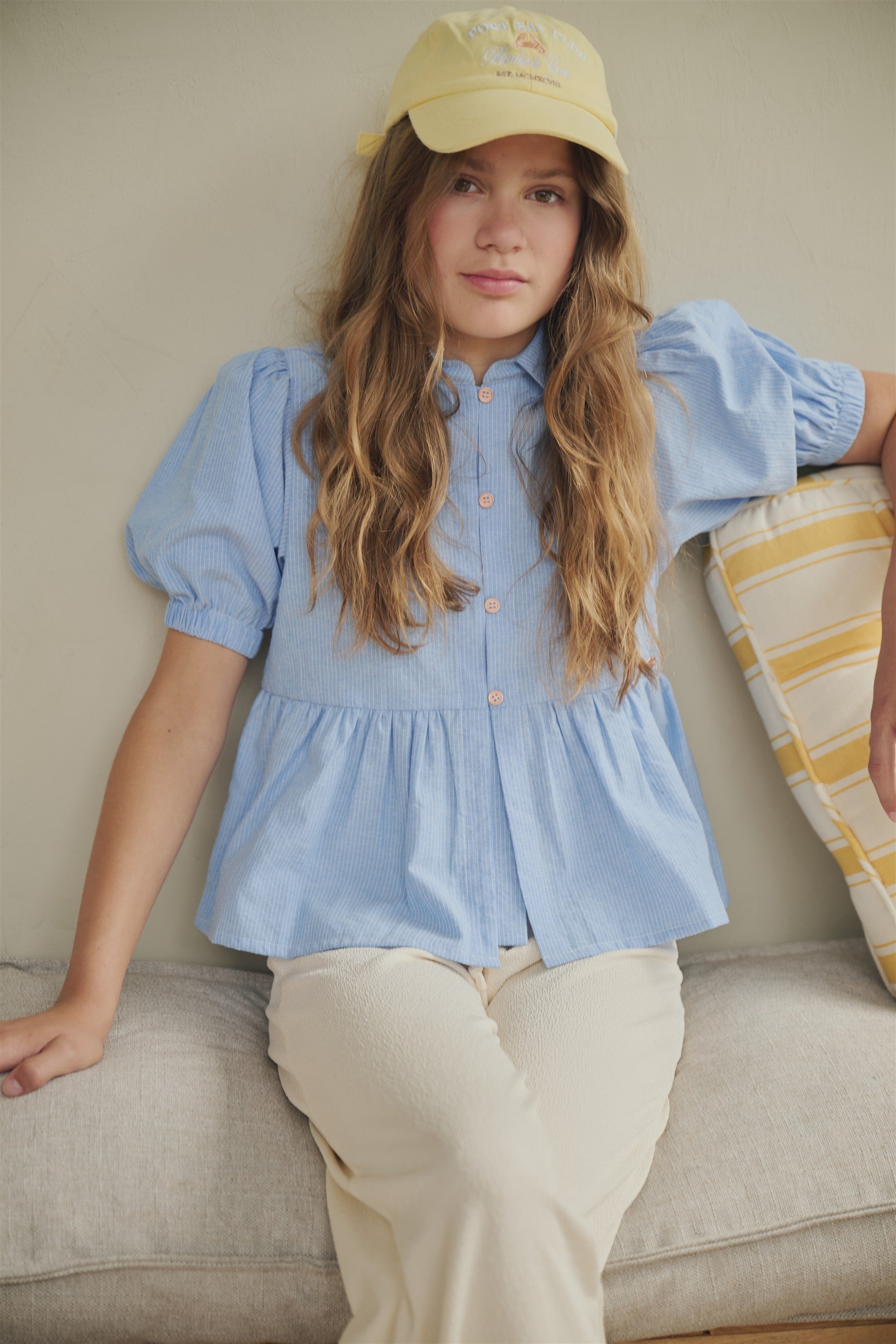 NoBell' Tiggs Gestreepte Blouse Pofmouw Blauw