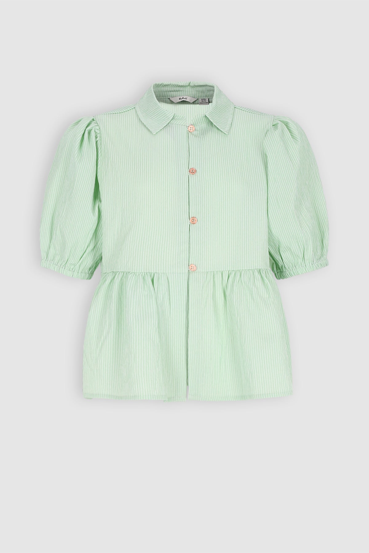 NoBell' Tiggs Gestreepte Blouse Pofmouw Groen