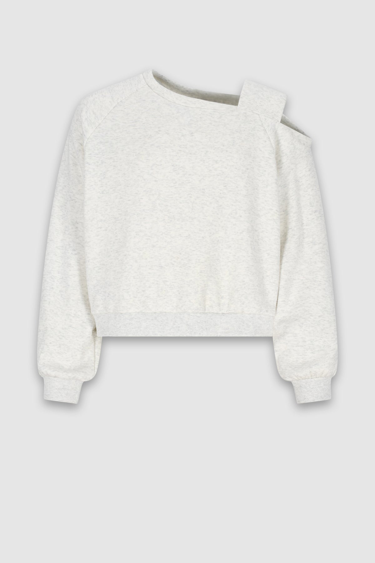 NoBell' Kadiz Zachte Open Shoulder Sweater Wit Melange