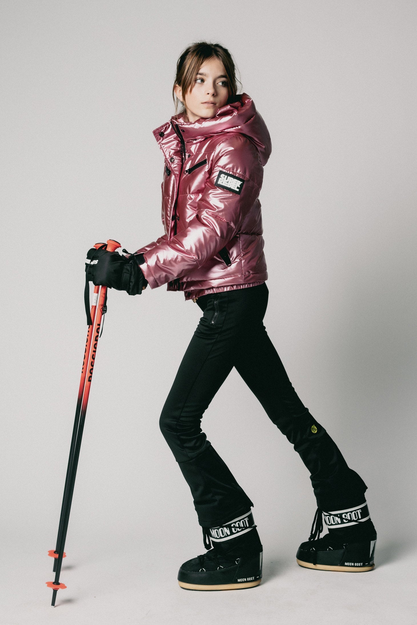 SuperRebel Spicy Girls Hooded Ski Jacket Pink Metallic