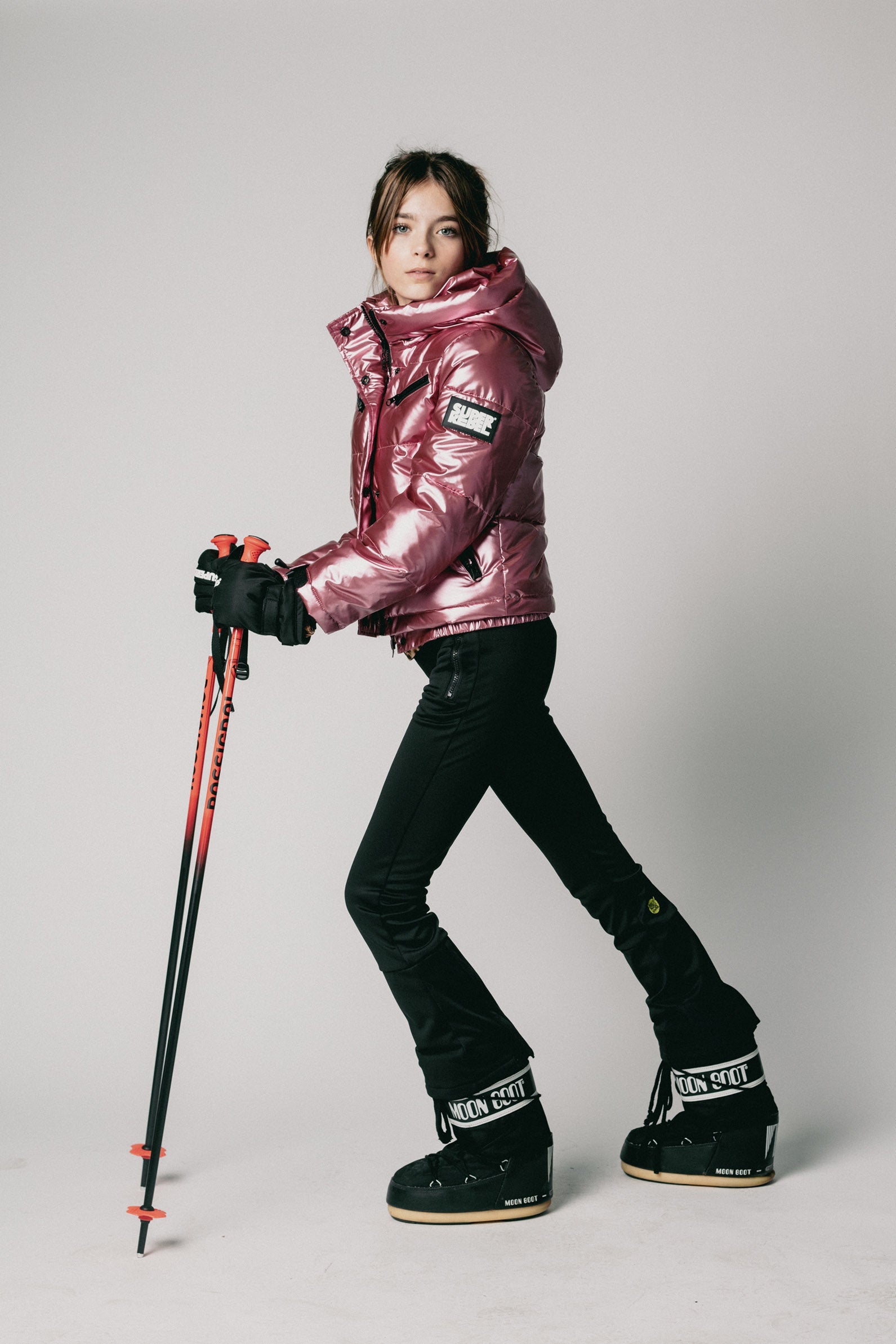SuperRebel Spicy Girls Hooded Ski Jacket Pink Metallic