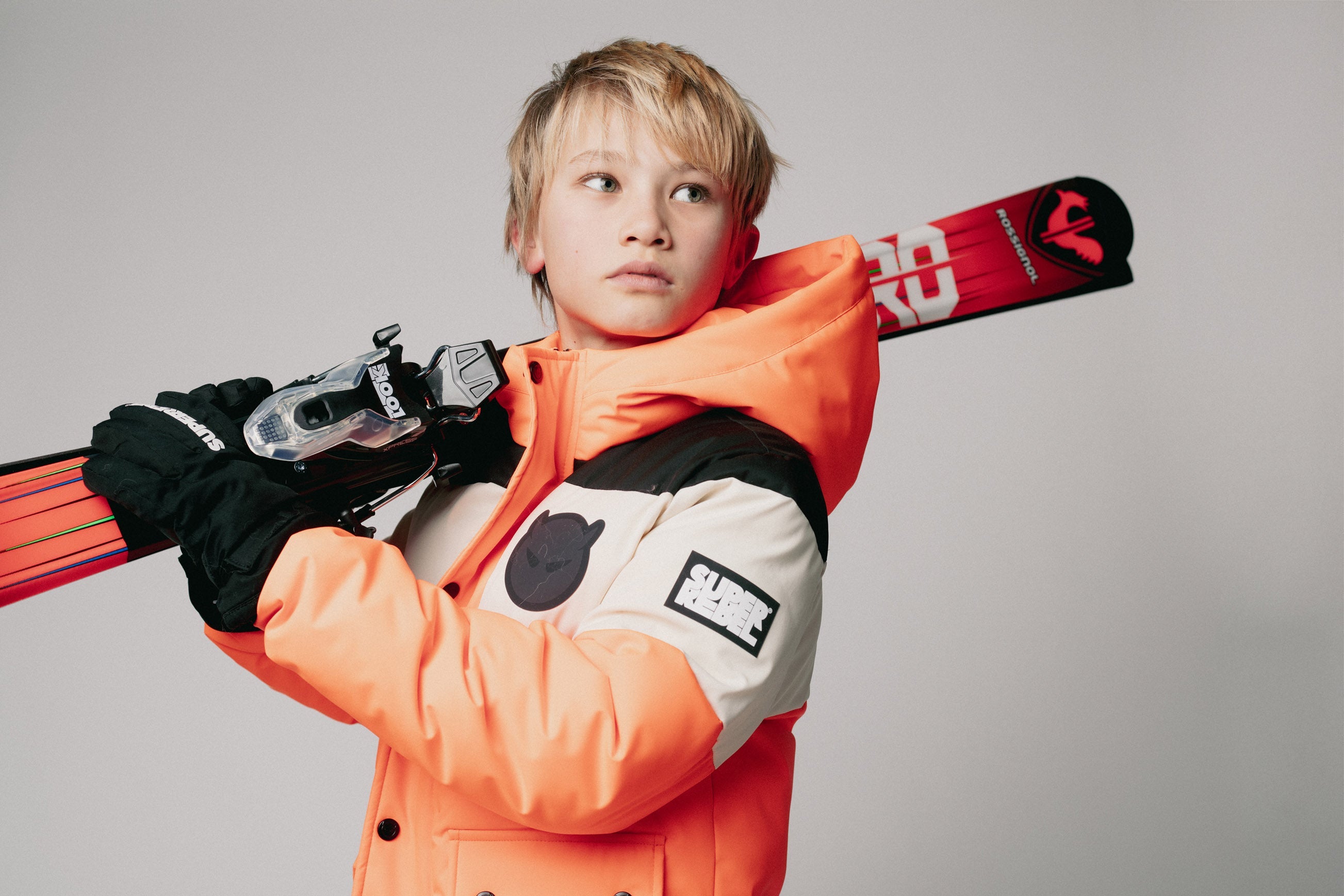 SuperRebel Bobb Boys Winter Jacket Colorblock Neon Orange