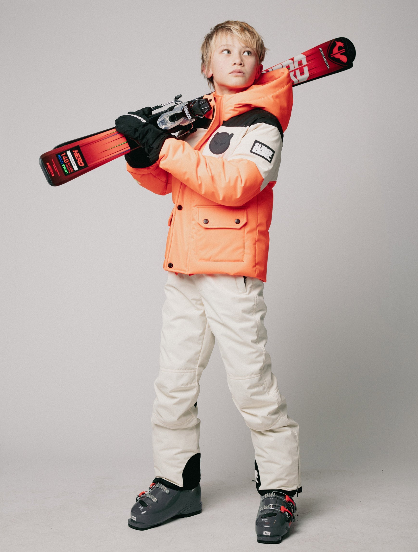 SuperRebel Bobb Boys Winter Jacket Colorblock Neon Orange