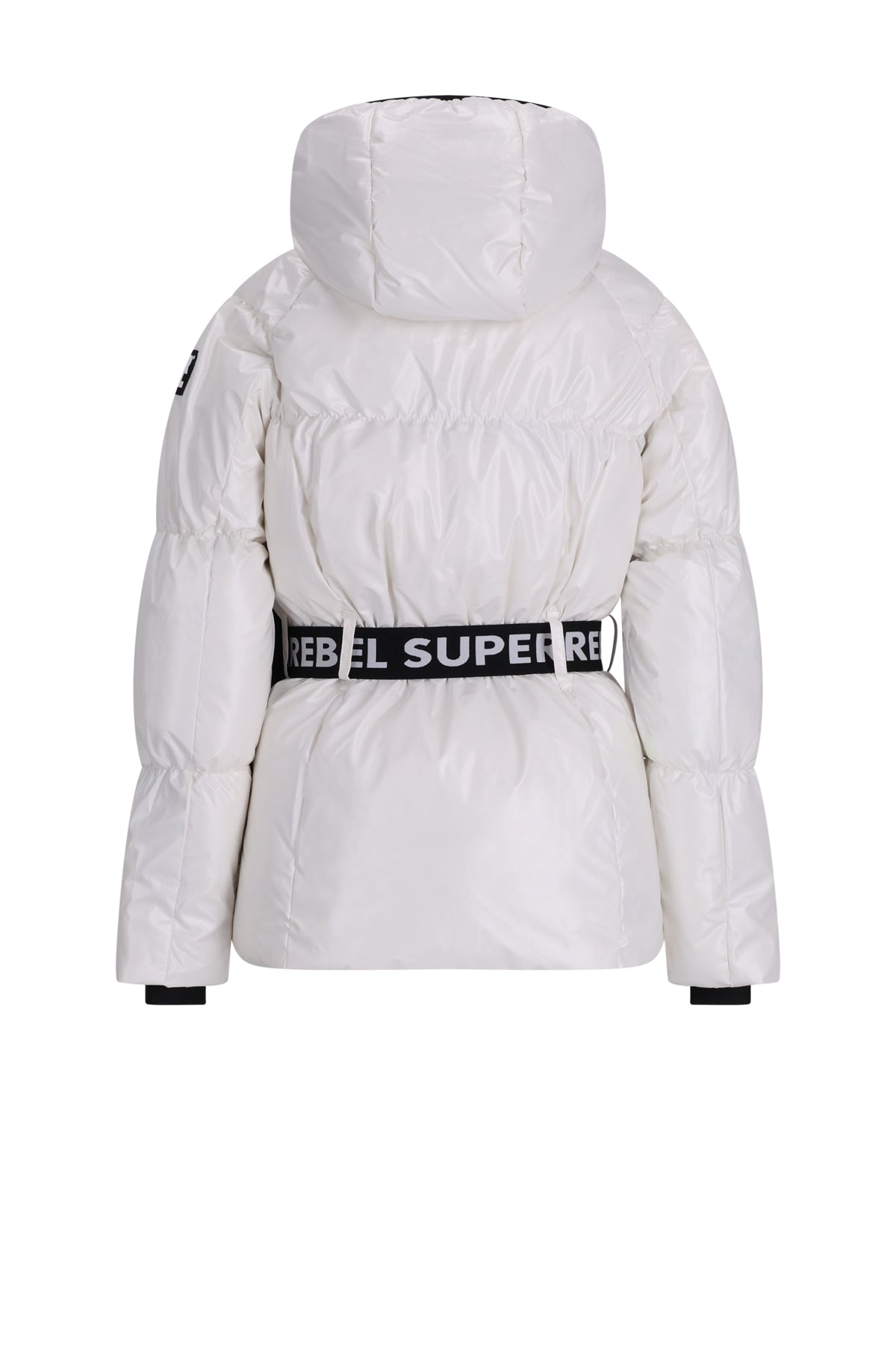 SuperRebel PUFF metallic ski-jas met capuchon gebroken wit