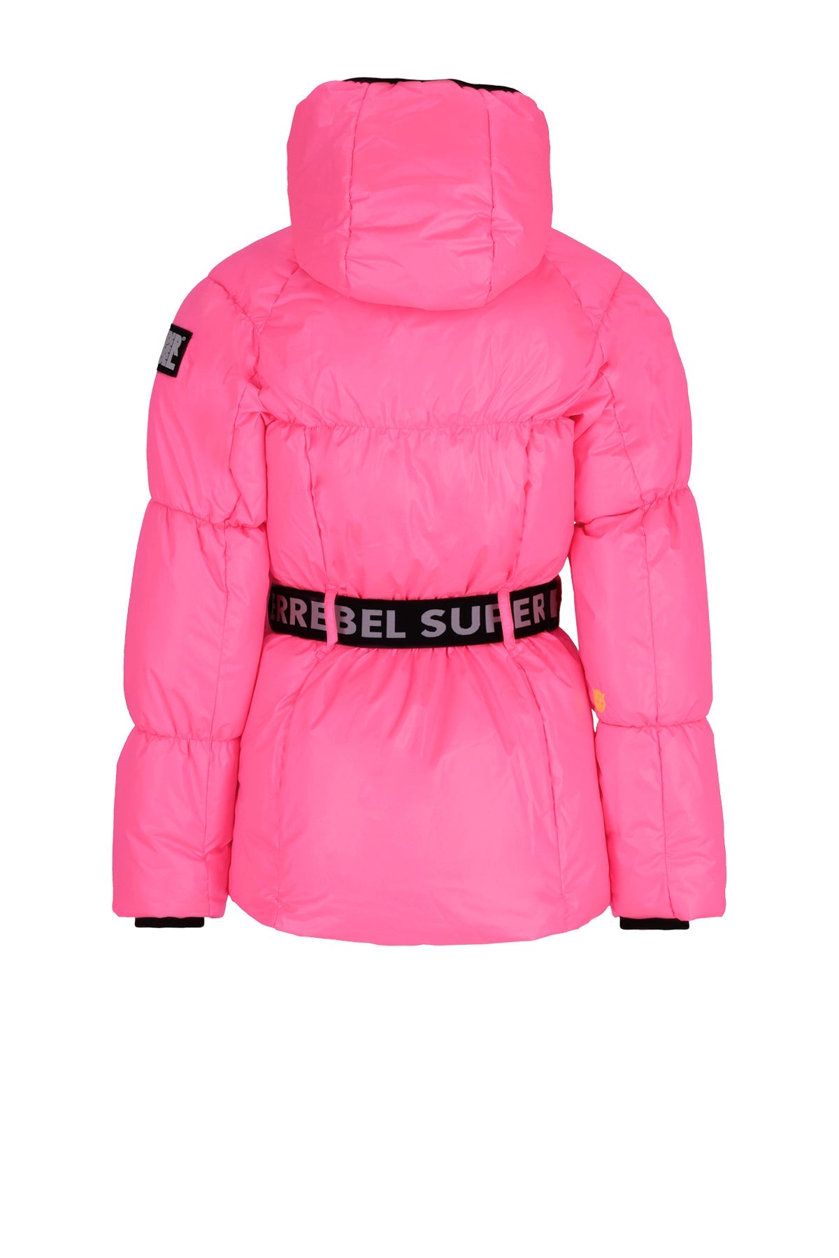 SuperRebel PUFF metallic ski-jas met capuchon fluoroze