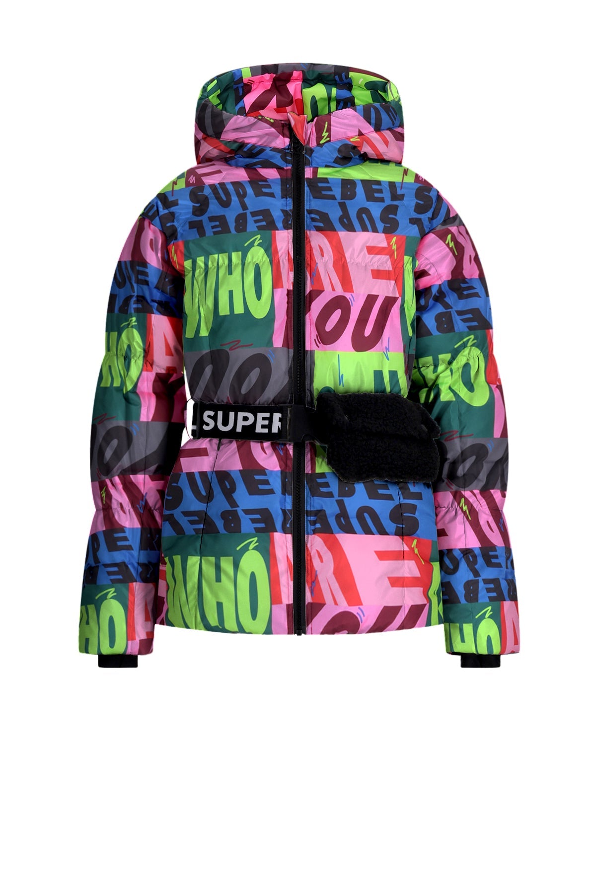 SuperRebel PUFF ski-jas met capuchon multicolor