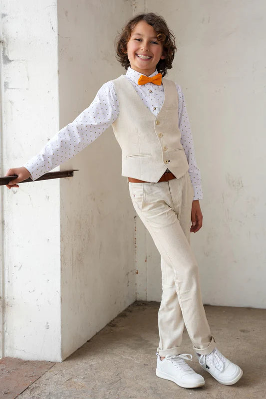 Red&Blu Gabe Gilet 4 buttons natural linnen