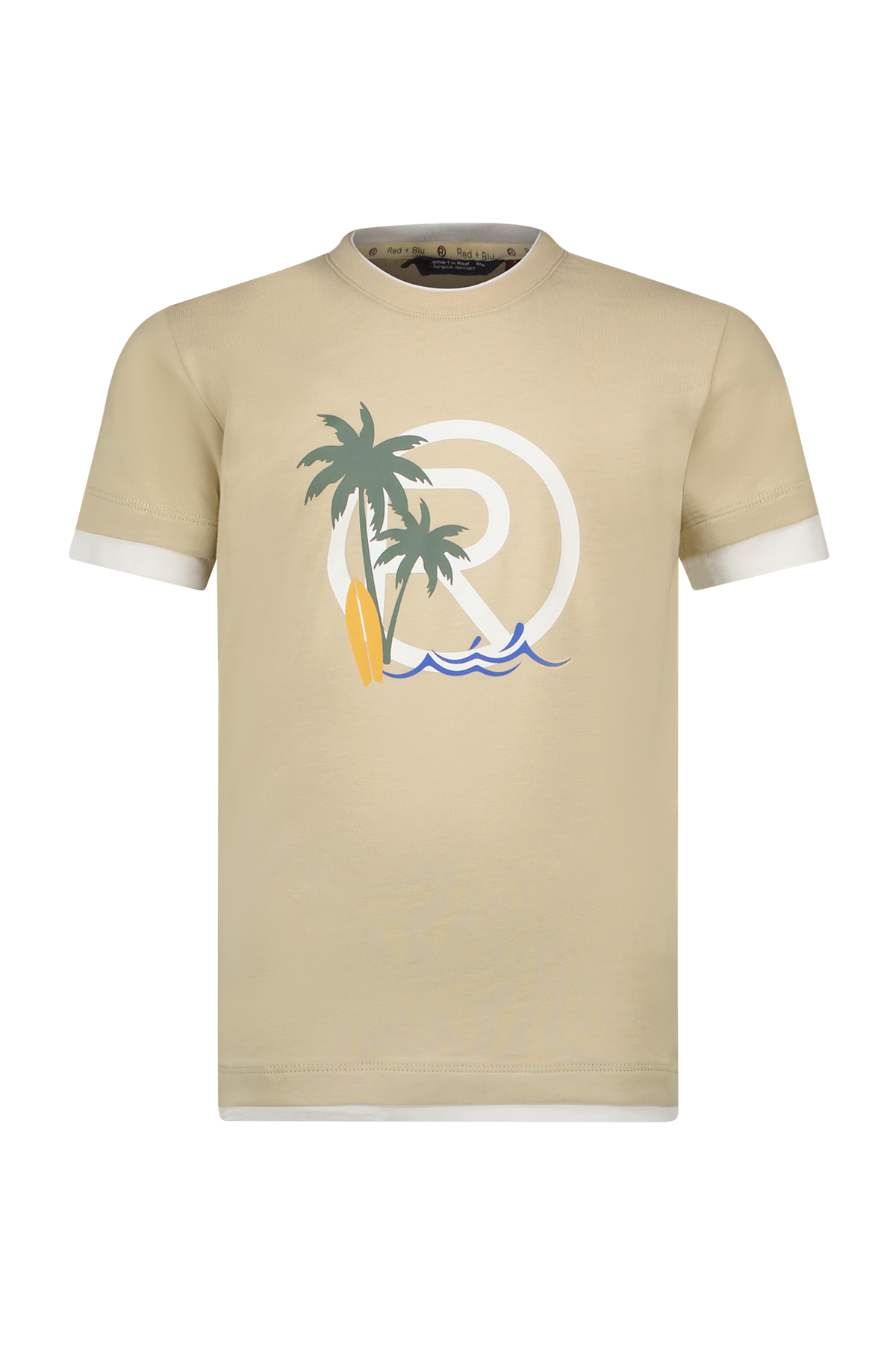 Pablo Beige T-Shirt Met Palmtree Print