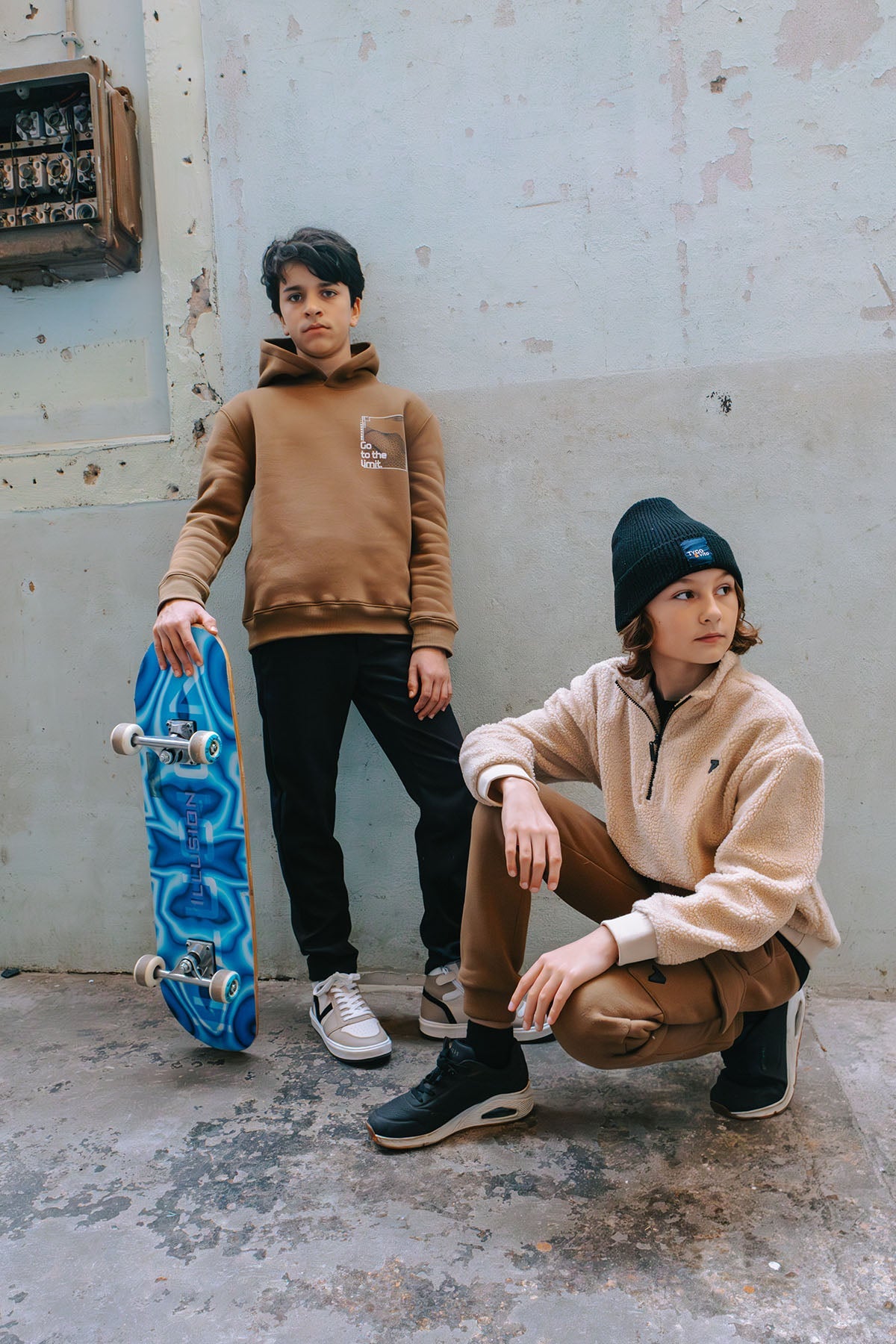 Borg Trui met rits Beige