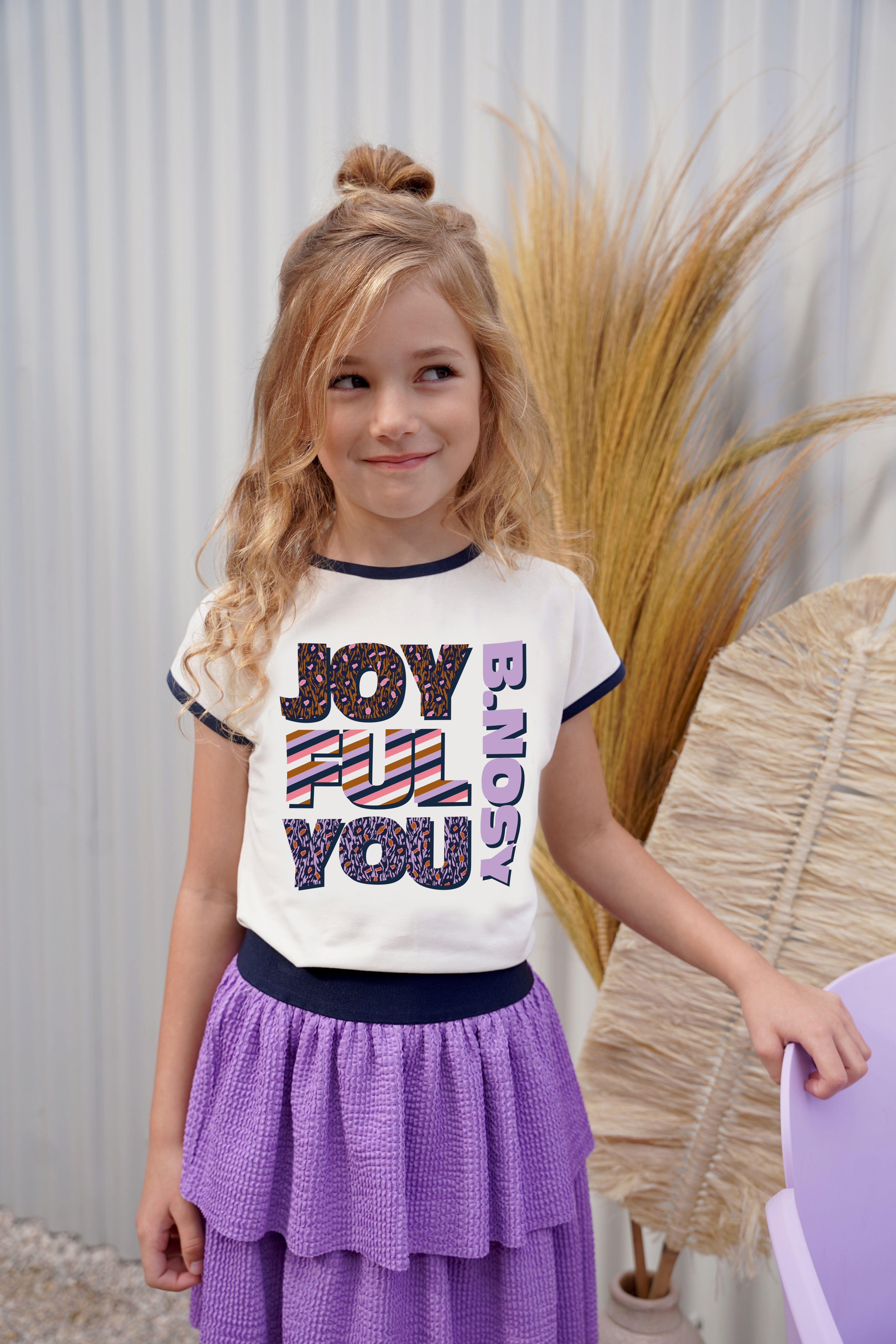 B.Nosy Girls Ss Shirt W/ Multi Color Artwork