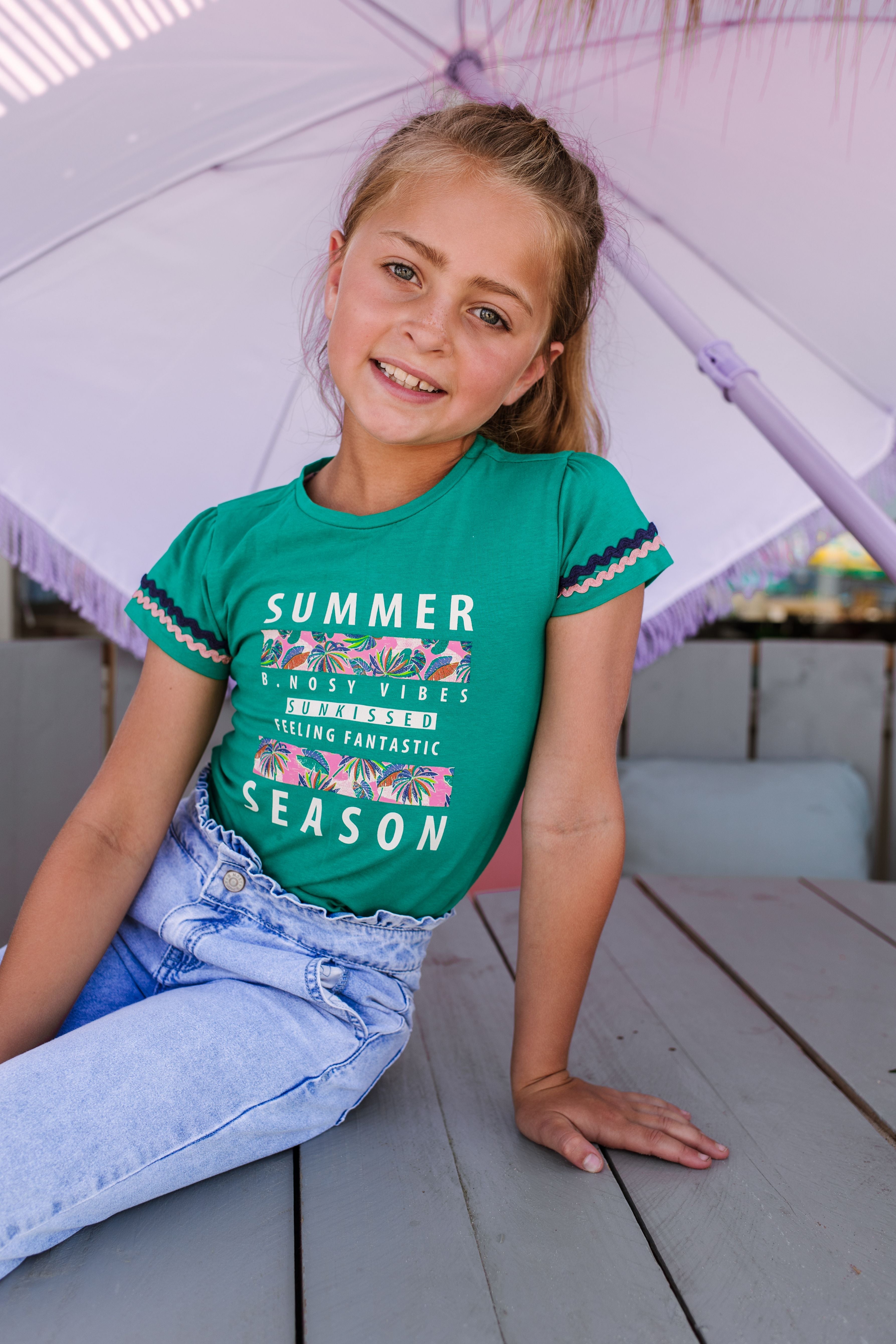 B.Nosy Girls Shirt W/ Print. Tape At Sleeve