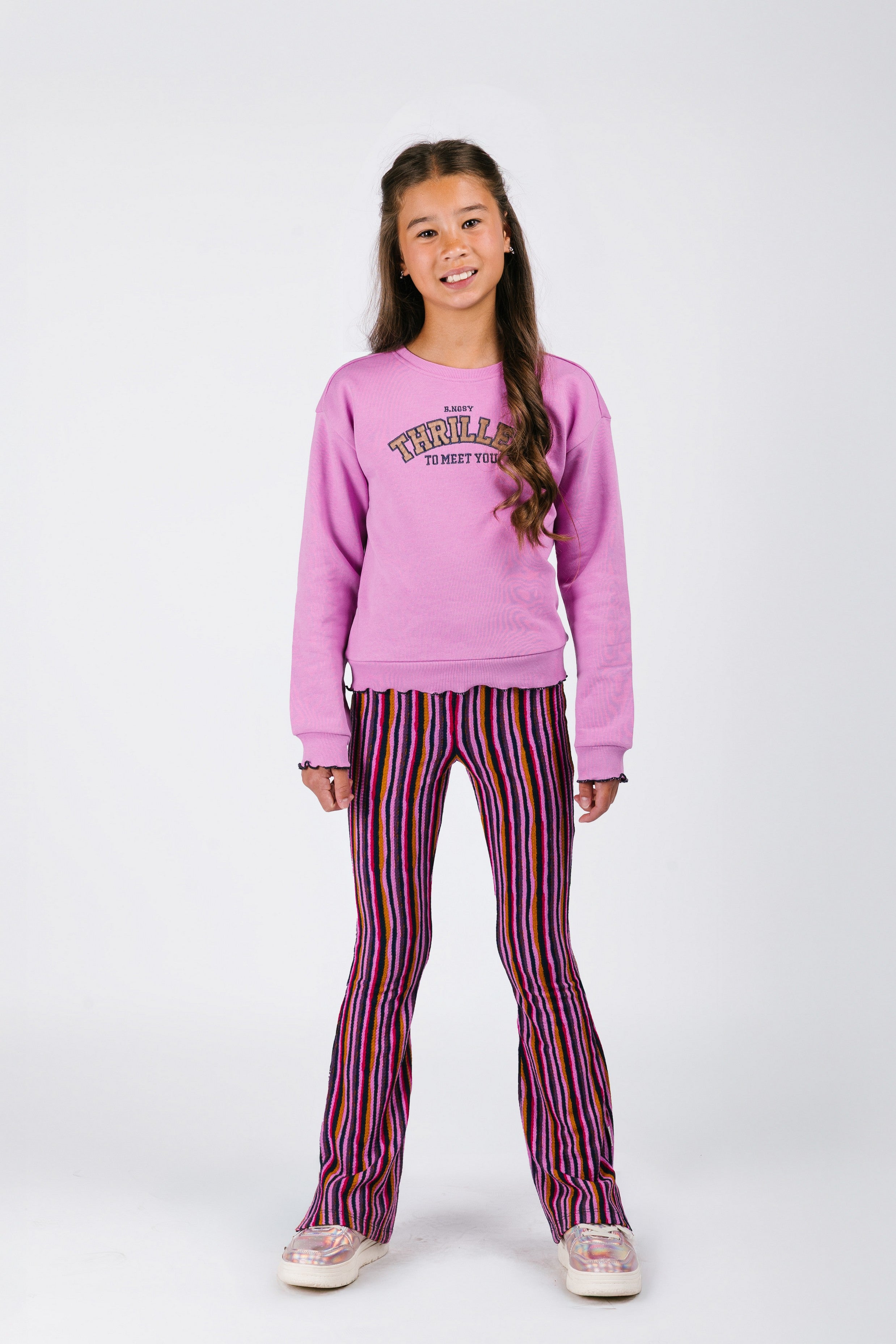 B.Nosy Pepper Flared Broek Streep Paars