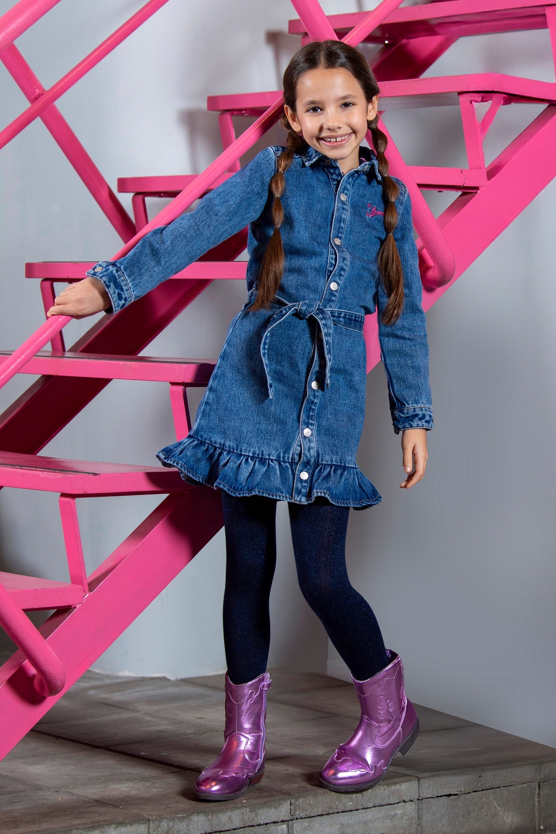 B.Nosy Dilan Denim Jurk Blauw