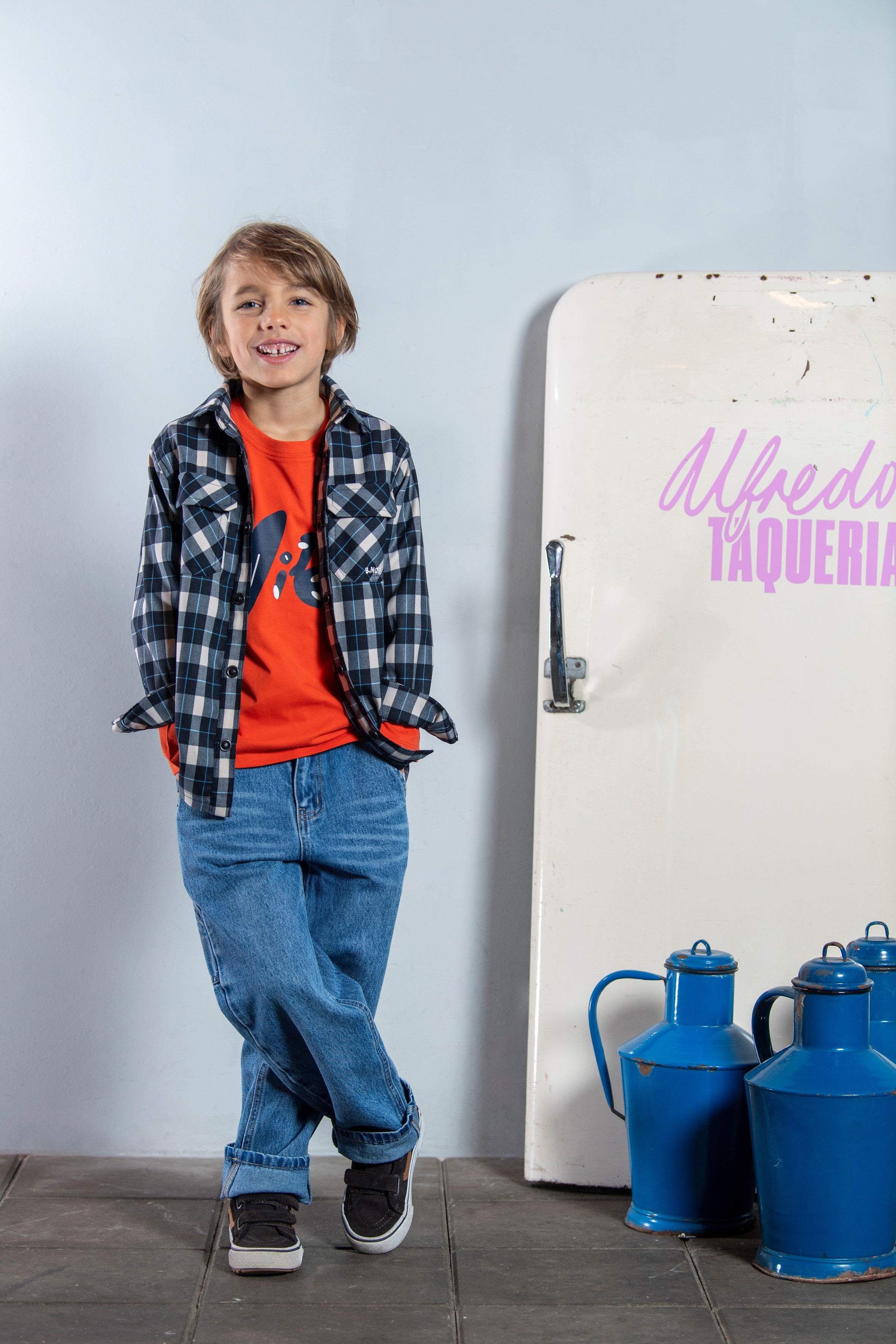 Bas Blouse Ruit Blauw