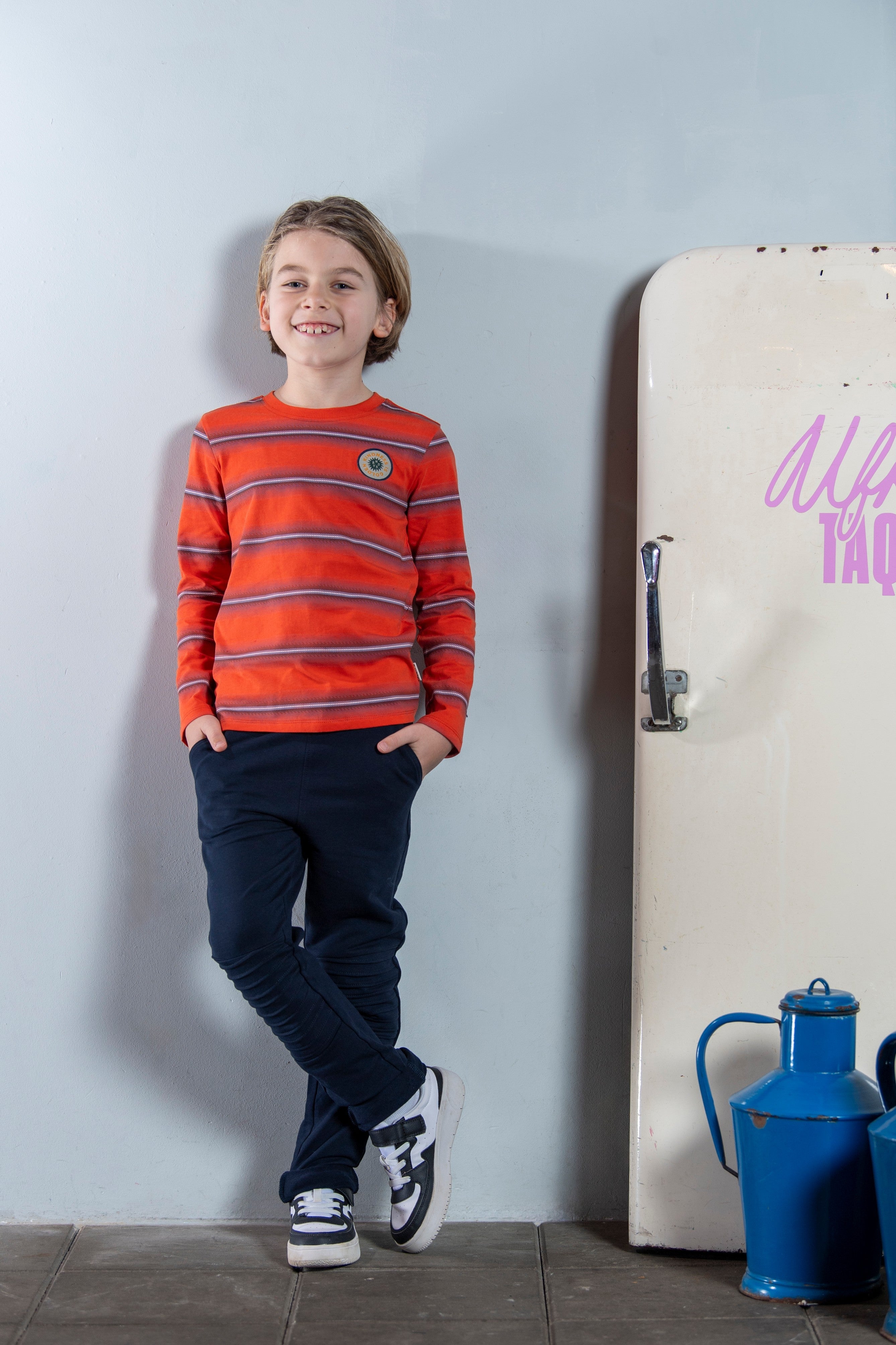 B.Nosy Tobias Long Sleeve Streep Rood