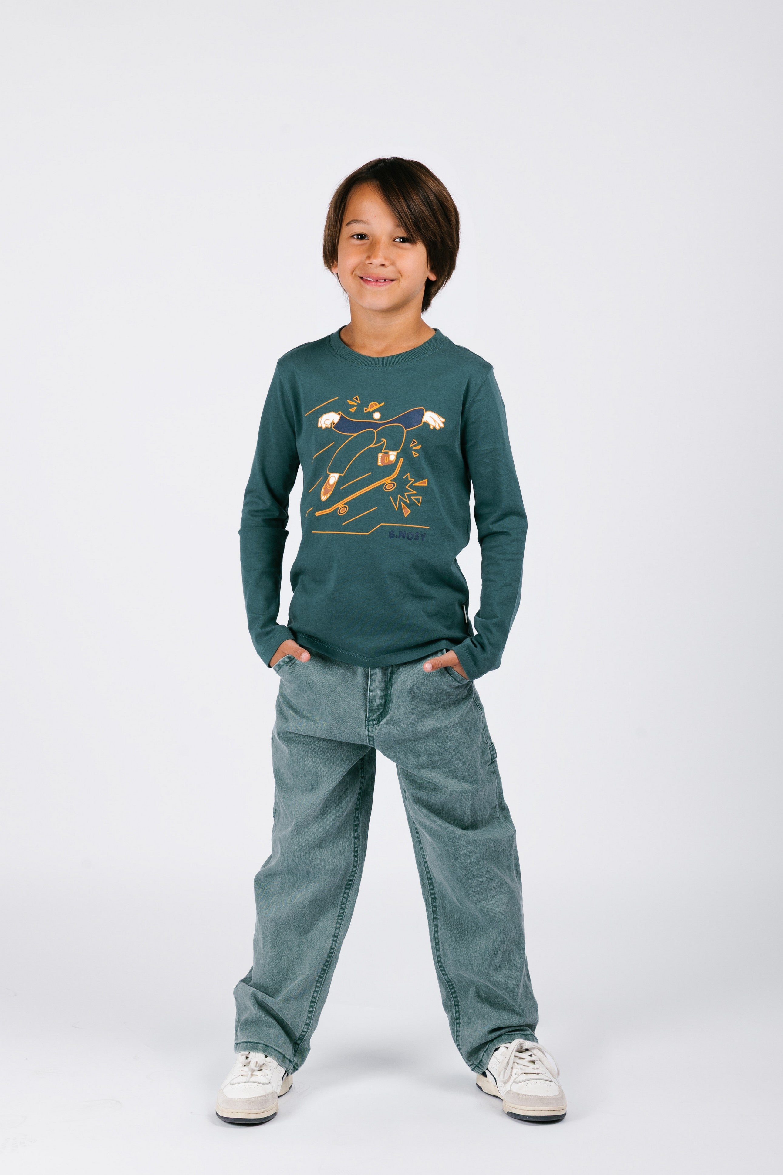 B.Nosy Patty Cargo Denim Broek Groen